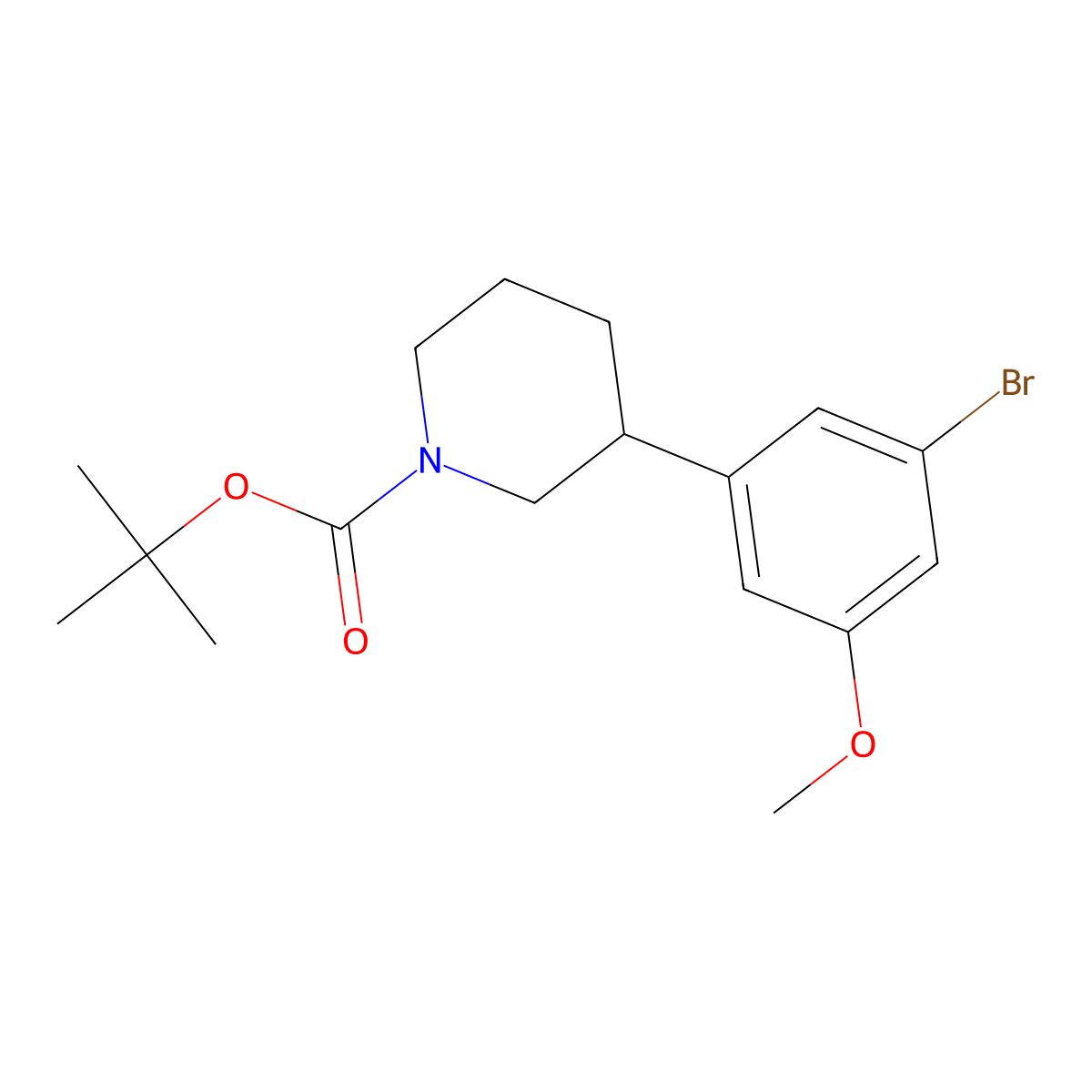 3-(N-Boc-Piperidin-3-yl)-5-methoxy-1-bromobenzene molecular structure, CAS 1563529-15-6