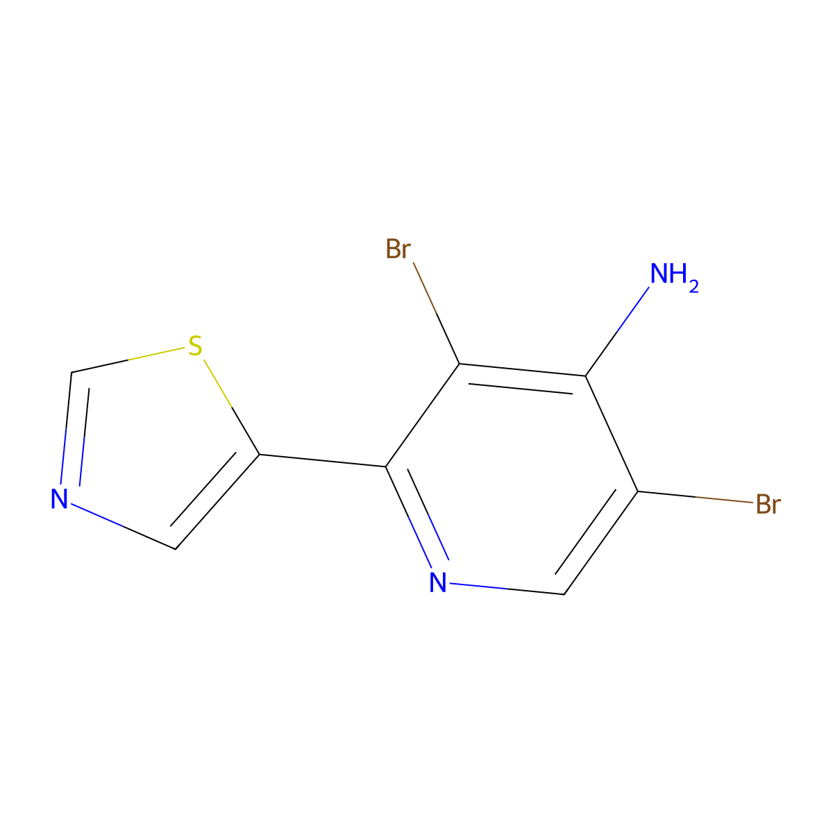 4-Amino-3,5-dibromo-2-(thiazol-5-yl)pyridine molecular structure, CAS 1563529-16-7
