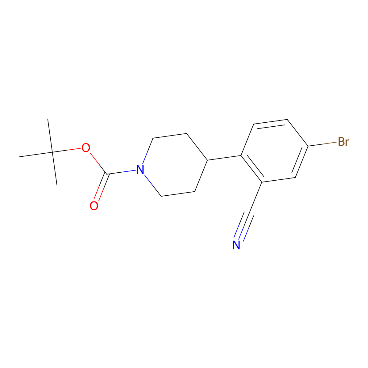 4-(N-Boc-Piperidin-4-yl)-3-cyano-1-bromobenzene molecular structure, CAS 1563529-19-0