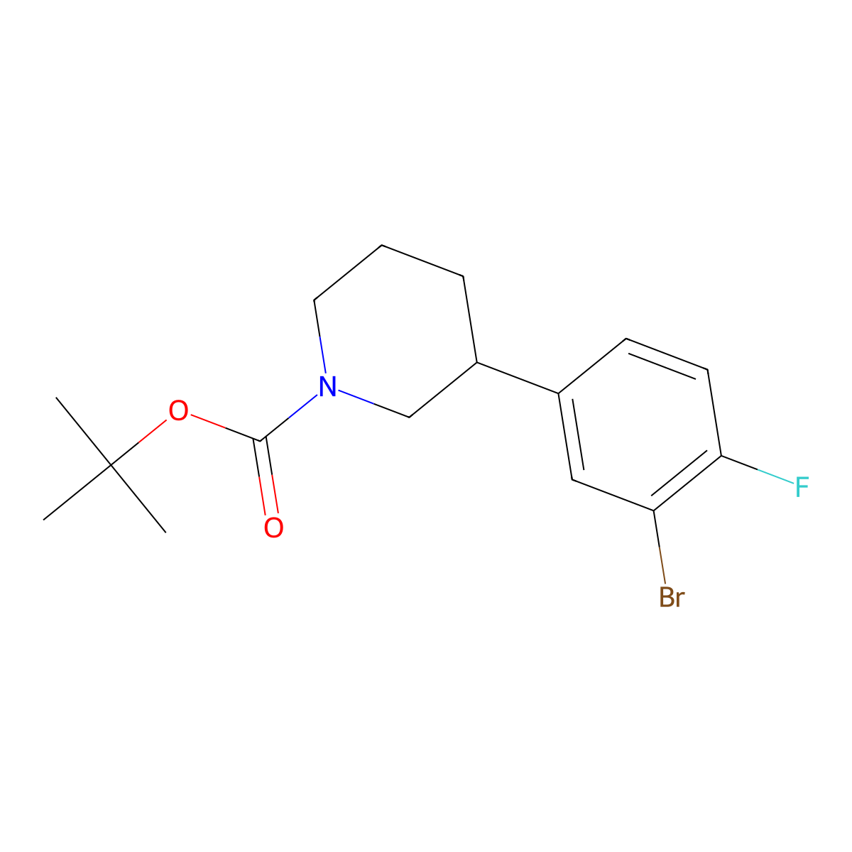 1-Boc-3-(3-bromo-4-fluorophenyl)piperidine molecular structure, CAS 1563529-23-6
