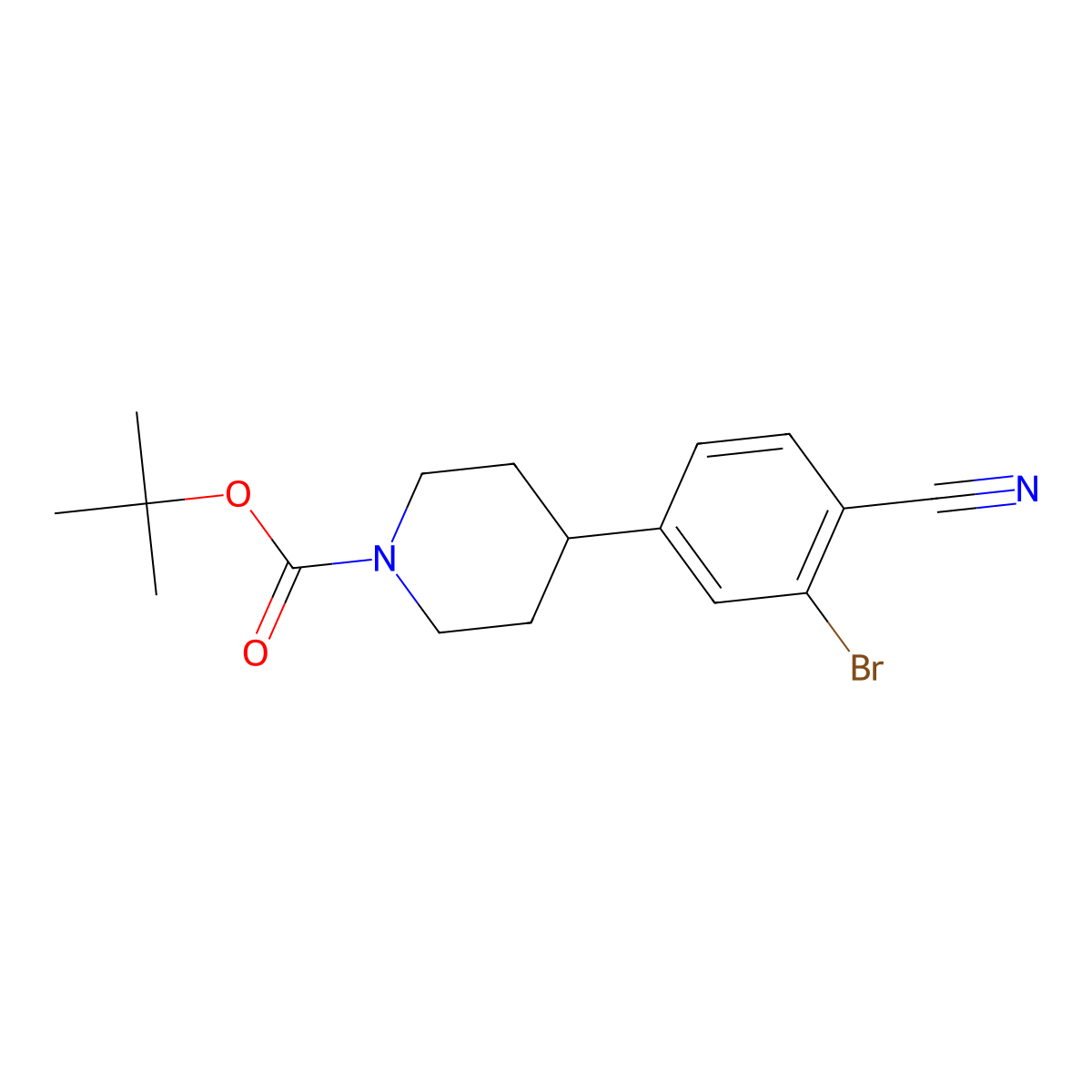 5-(N-Boc-Piperidin-4-yl)-2-cyano-1-bromobenzene molecular structure, CAS 1563529-26-9
