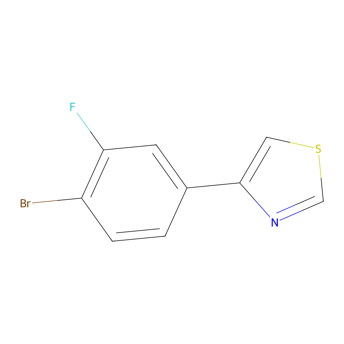 2-Fluoro-4-(thiazol-4-yl)bromobenzene molecular structure, CAS 1563529-28-1