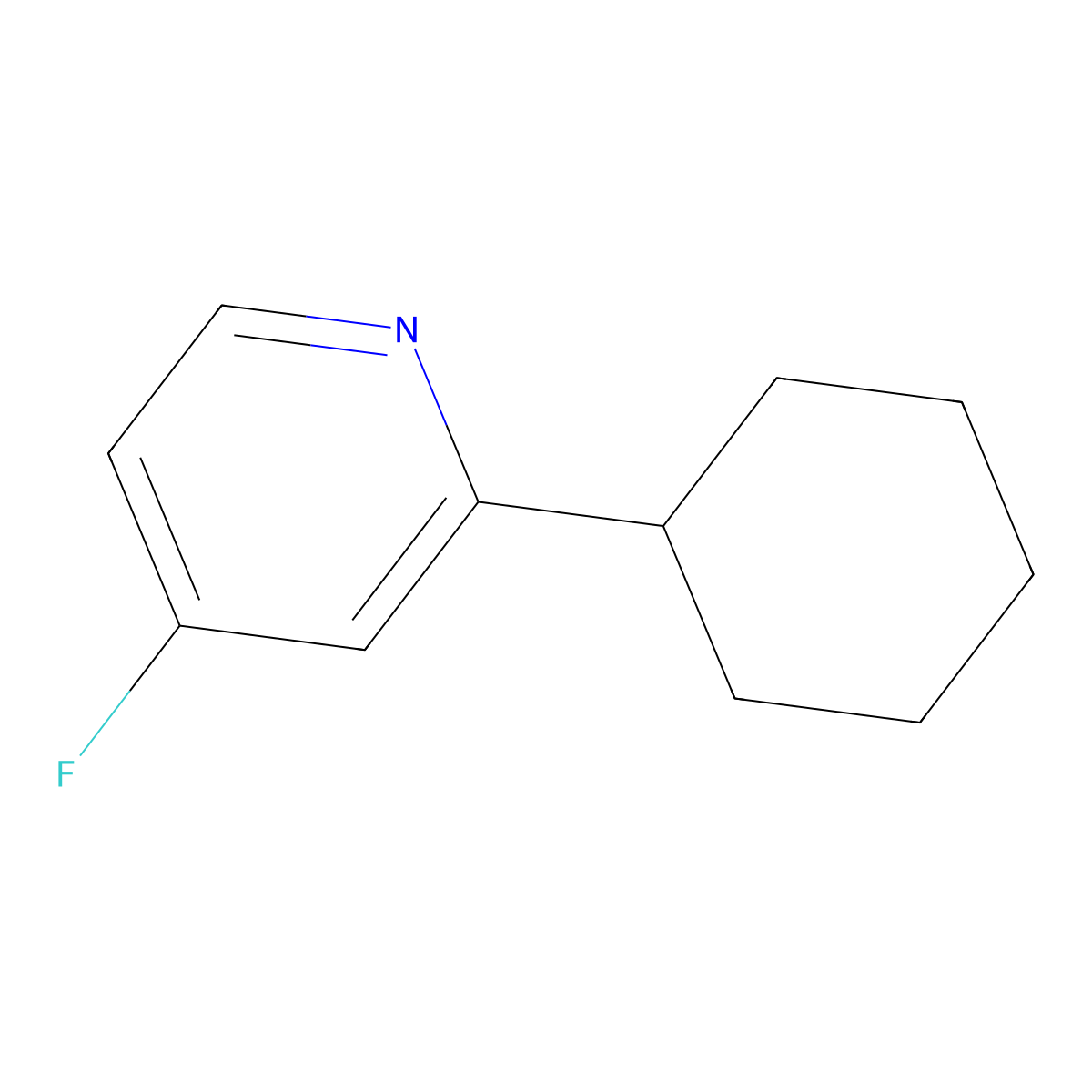4-Fluoro-2-(cyclohexyl)pyridine molecular structure, CAS 1563529-36-1