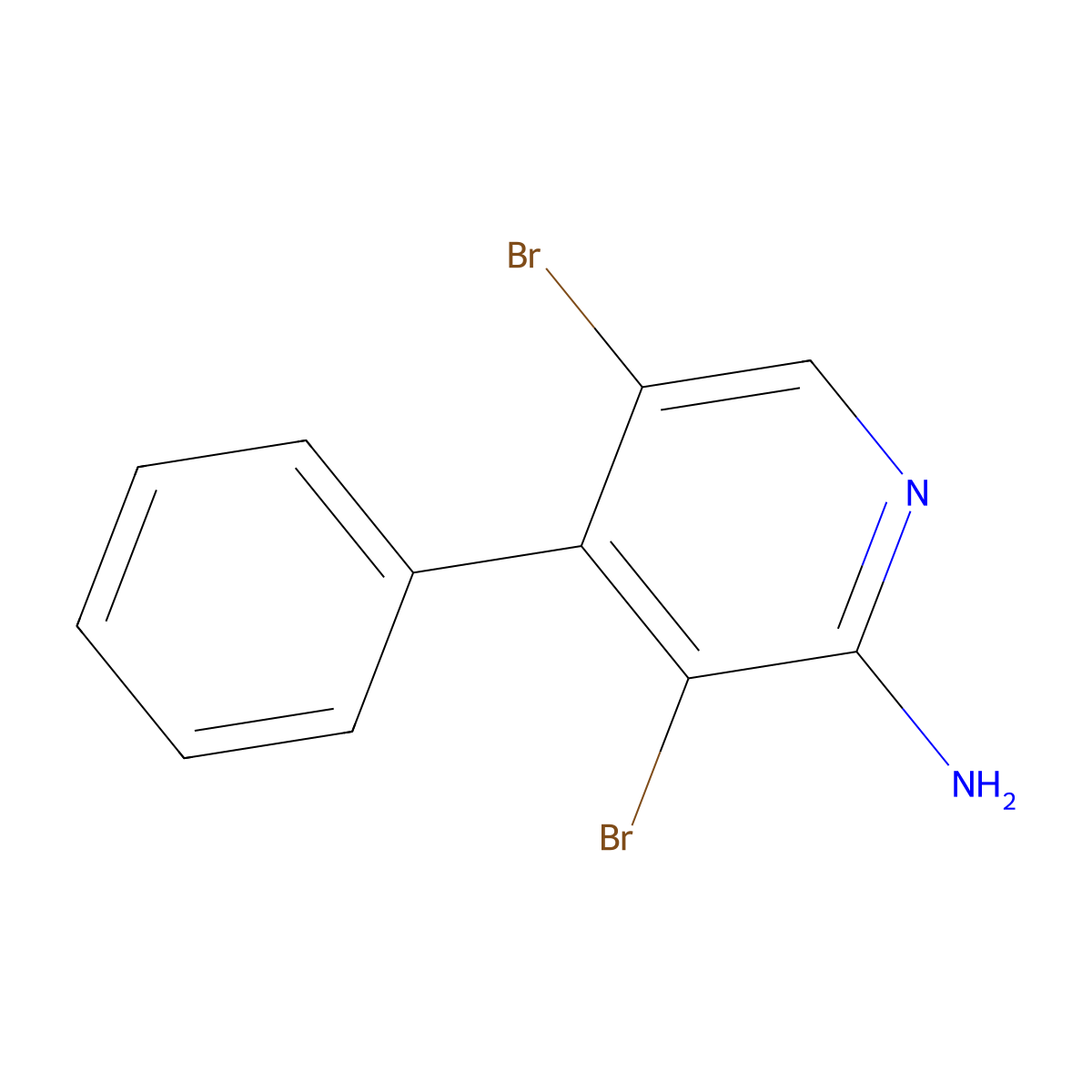 2-Amino-3,5-dibromo-4-phenylpyridine molecular structure, CAS 1563529-37-2