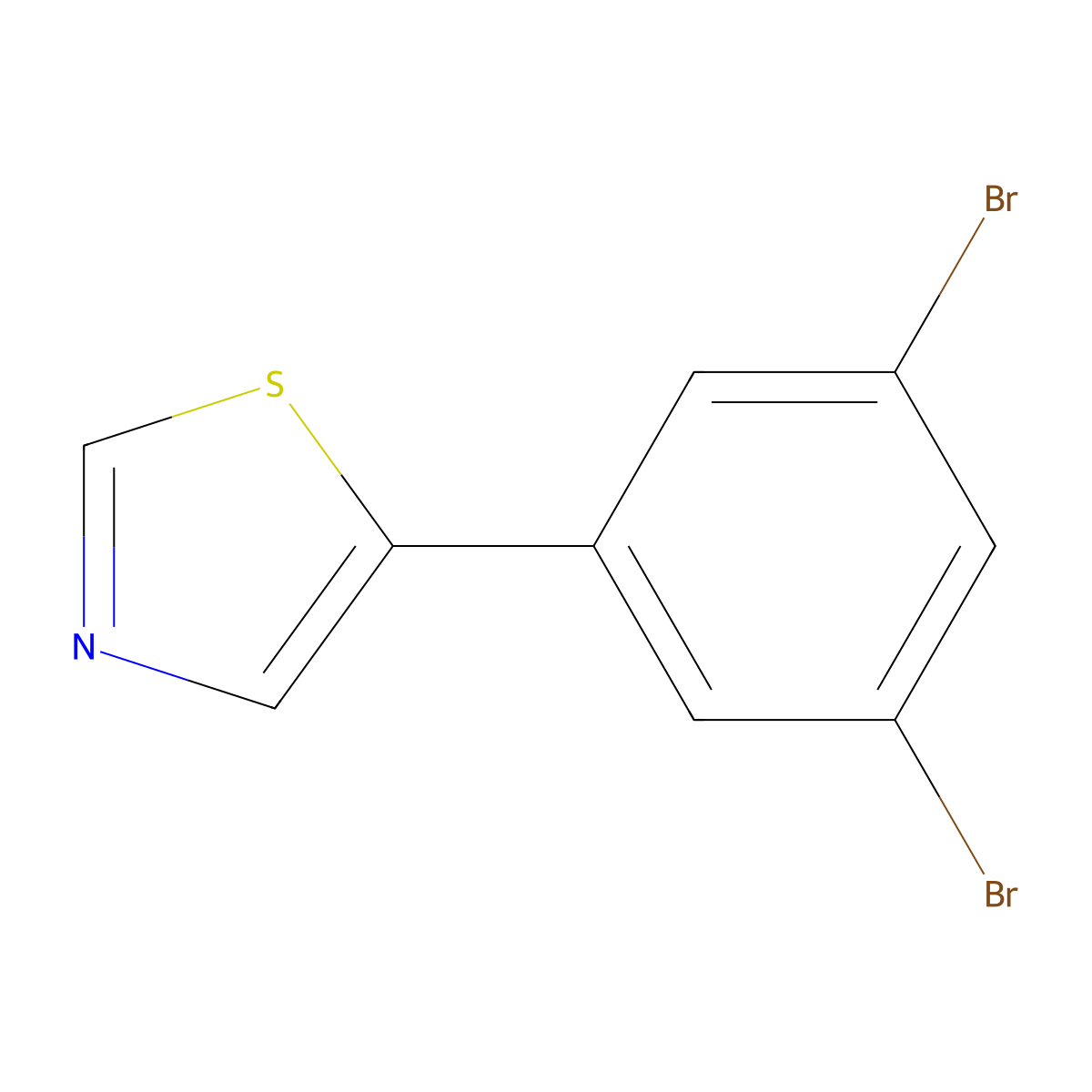 5-(Thiazol-5-yl)-1,3-dibromobenzene molecular structure, CAS 1563529-38-3