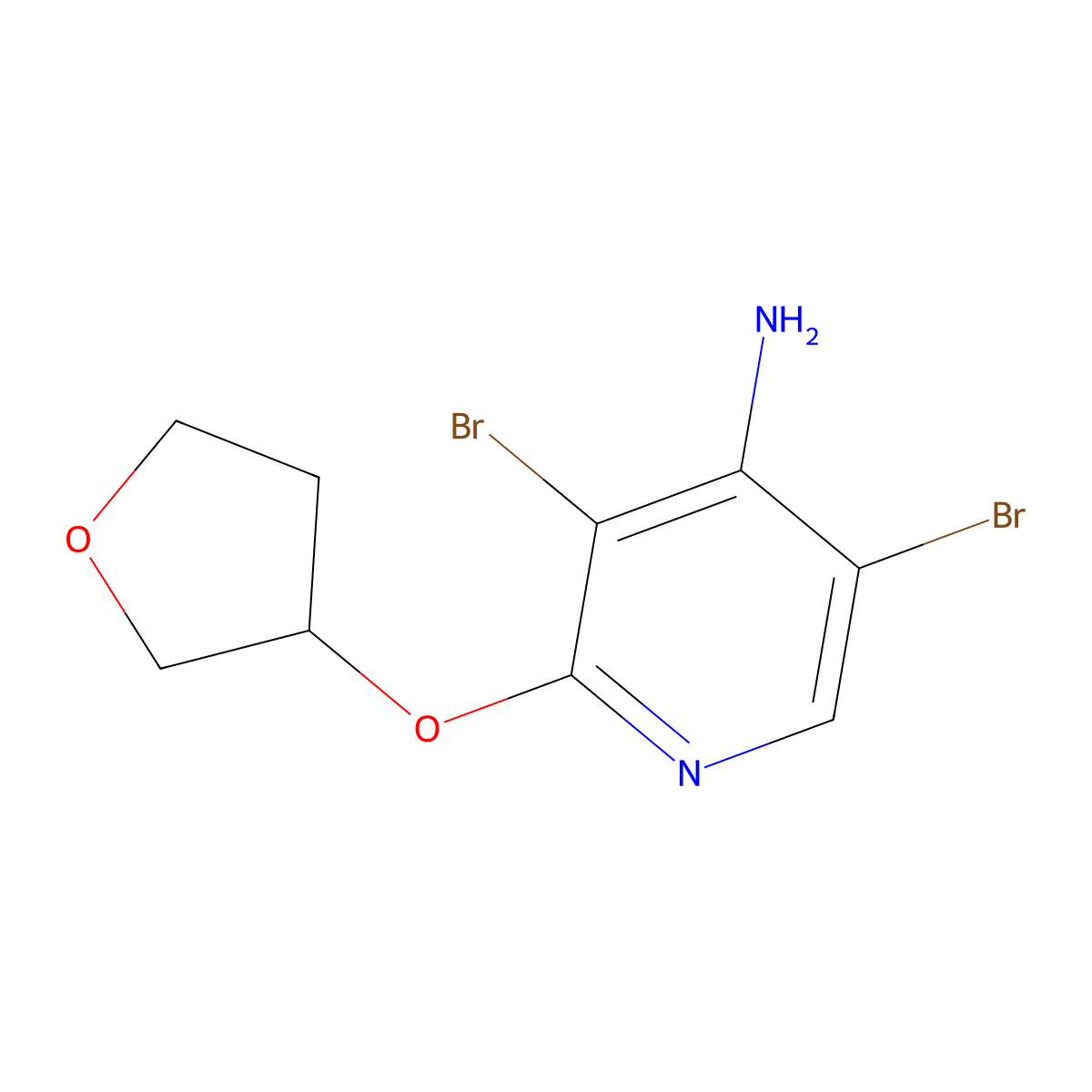4-Amino-3,5-dibromo-2-(tetrahydrofuran-3yloxy)pyridine molecular structure, CAS 1563529-40-7