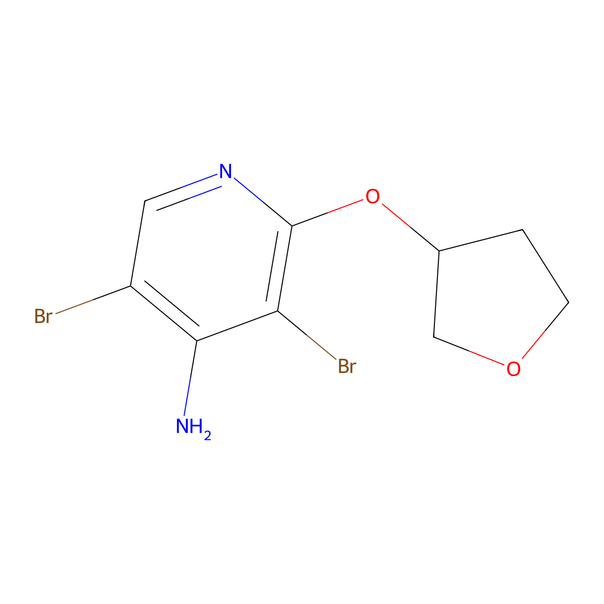 4-Amino-3,5-dibromo-2-(tetrahydrofuran-3yloxy)pyridine molecular structure, CAS 1563529-40-7