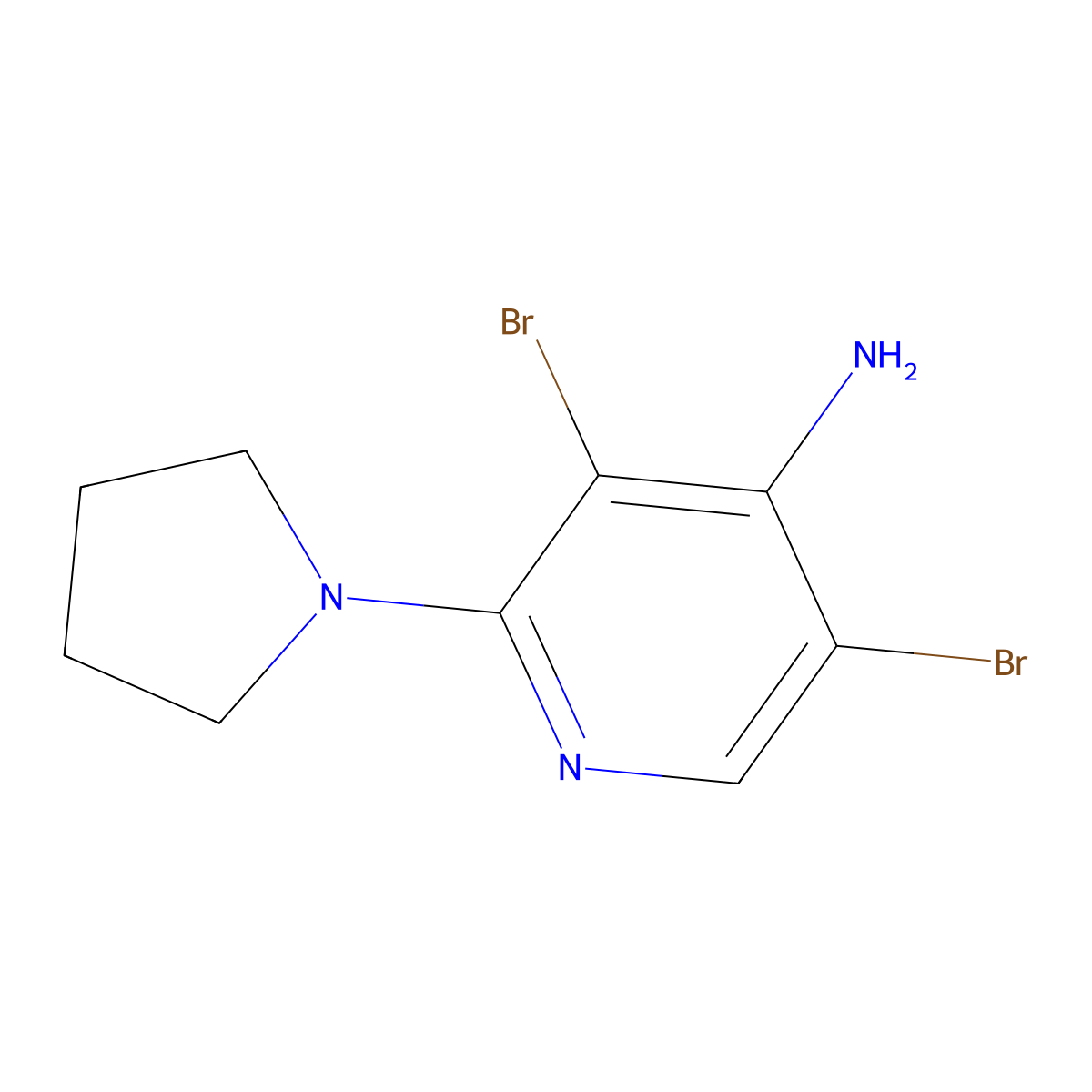 4-Amino-3,5-dibromo-2-(pyrrolidino)pyridine molecular structure, CAS 1563529-45-2