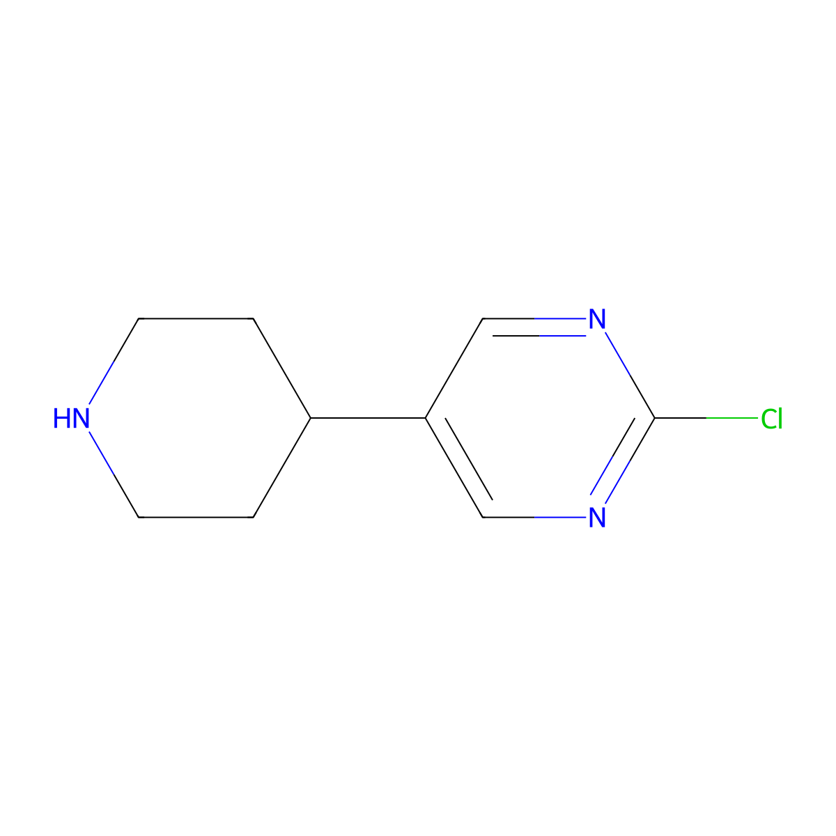2-Chloro-5-(piperidin-4-yl)pyrimidine molecular structure, CAS 1563529-61-2