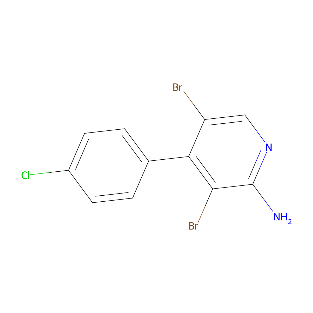 2-Amino-3,5-dibromo-4-(4-chlorophenyl)pyridine molecular structure, CAS 1563529-76-9