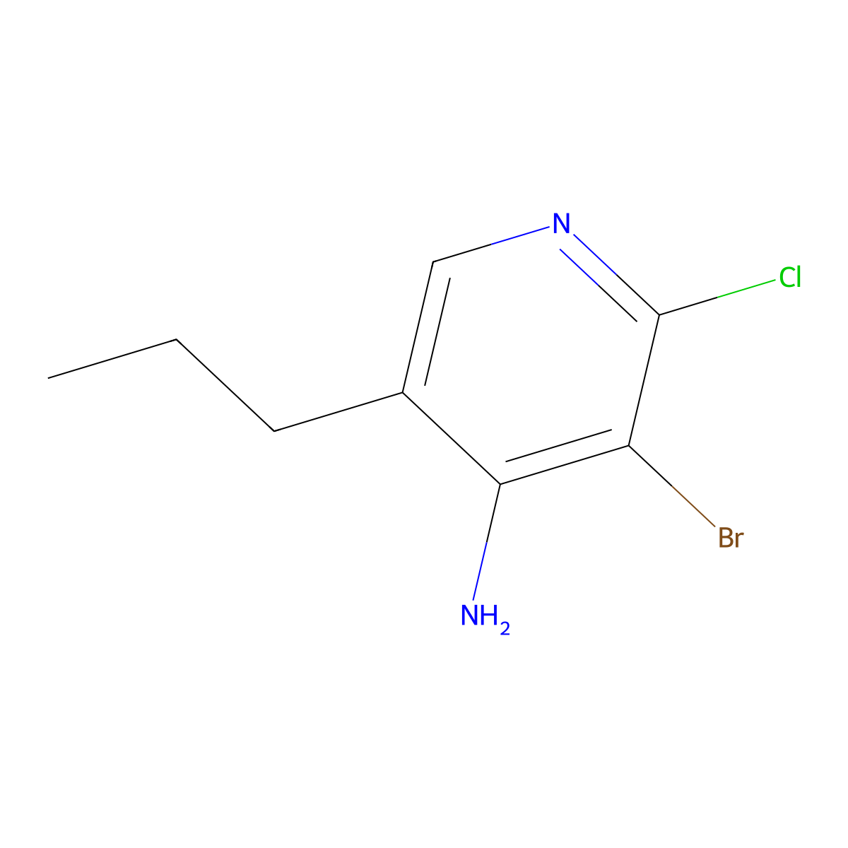 4-Amino-2-chloro-3-bromo-5-(n-propyl)pyridine molecular structure, CAS 1563529-88-3