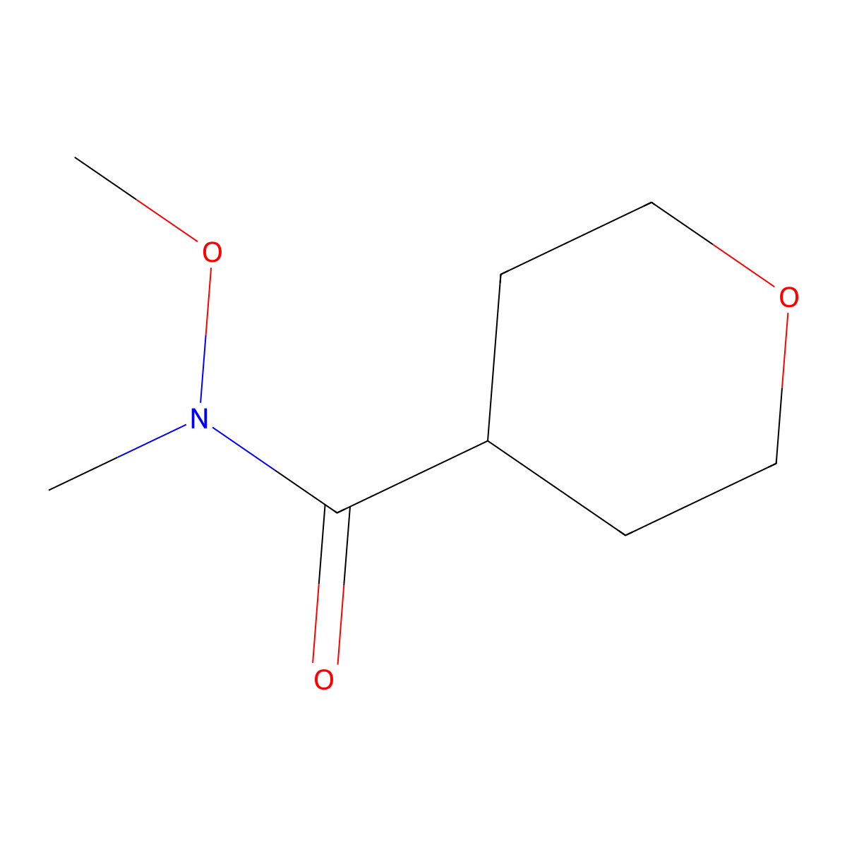 N-methoxy-N-methyloxane-4-carboxamide molecular structure, CAS 156353-01-4