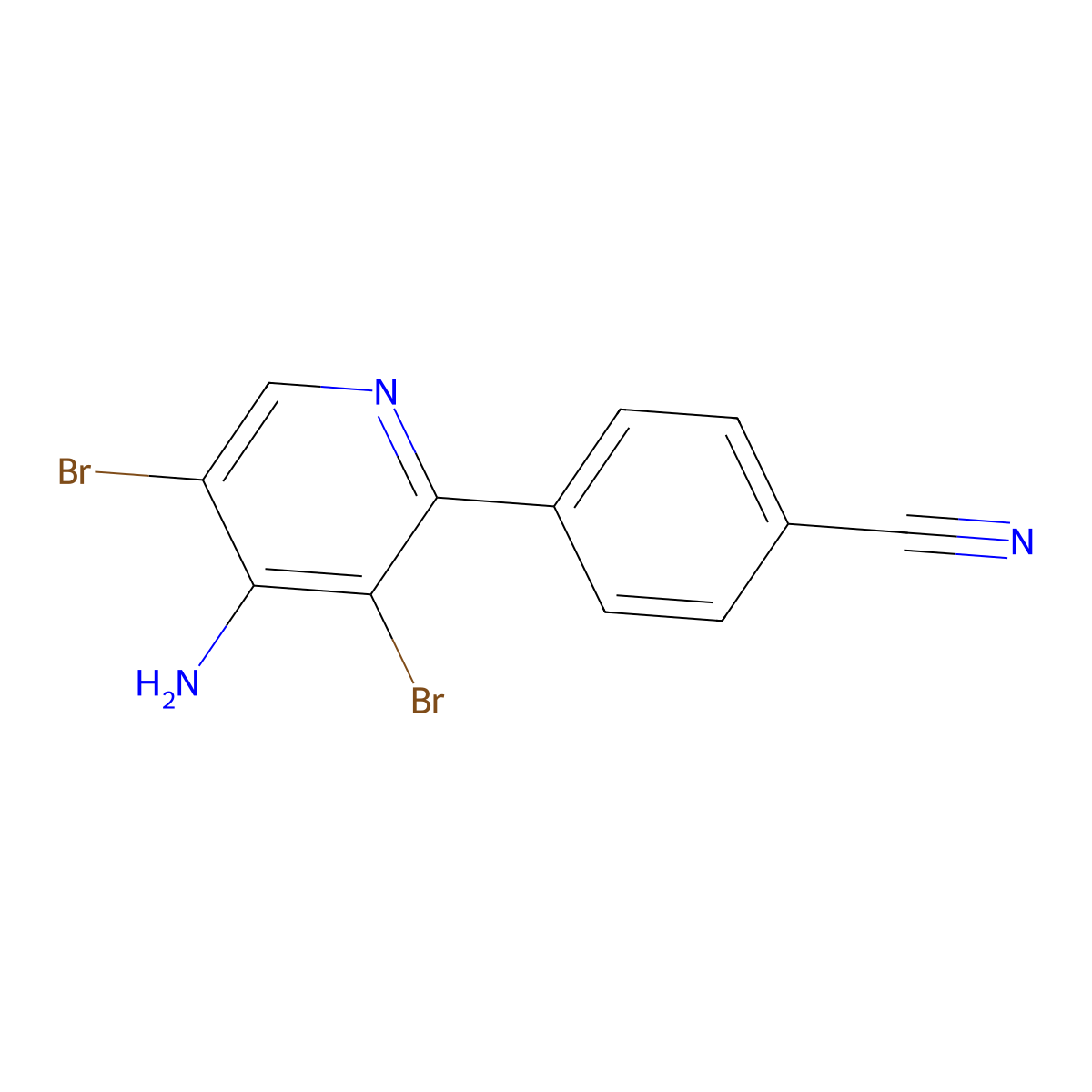 4-Amino-3,5-dibromo-2-(4-cyanophenyl)pyridine molecular structure, CAS 1563530-02-8