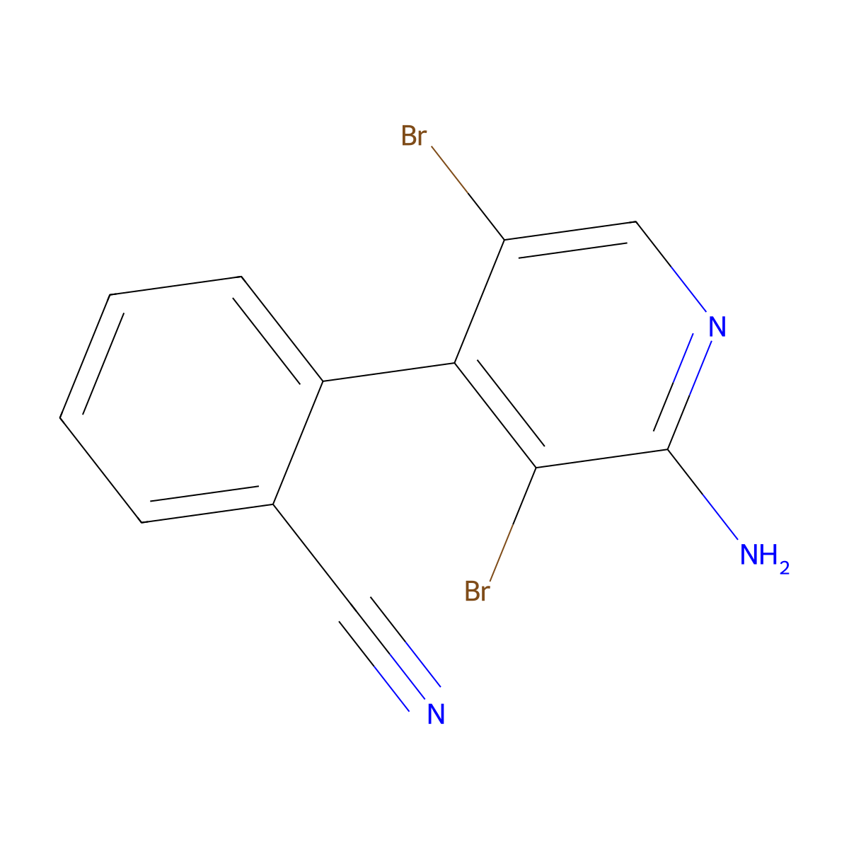 2-Amino-3,5-dibromo-4-(2-cyanophenyl)pyridine molecular structure, CAS 1563530-03-9