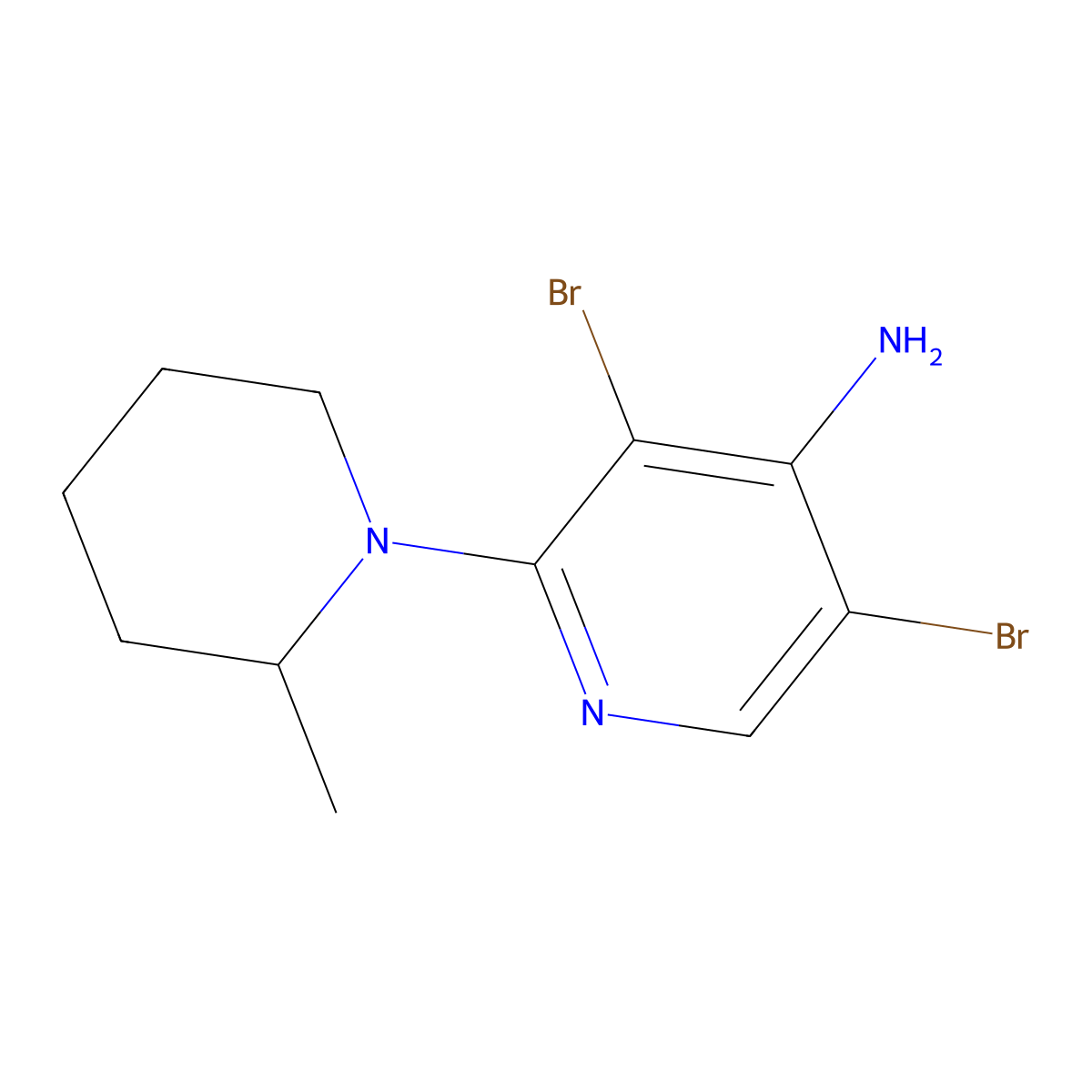 4-Amino-3,5-dibromo-2-(2-methylpiperidin-1-yl)pyridine molecular structure, CAS 1563530-08-4