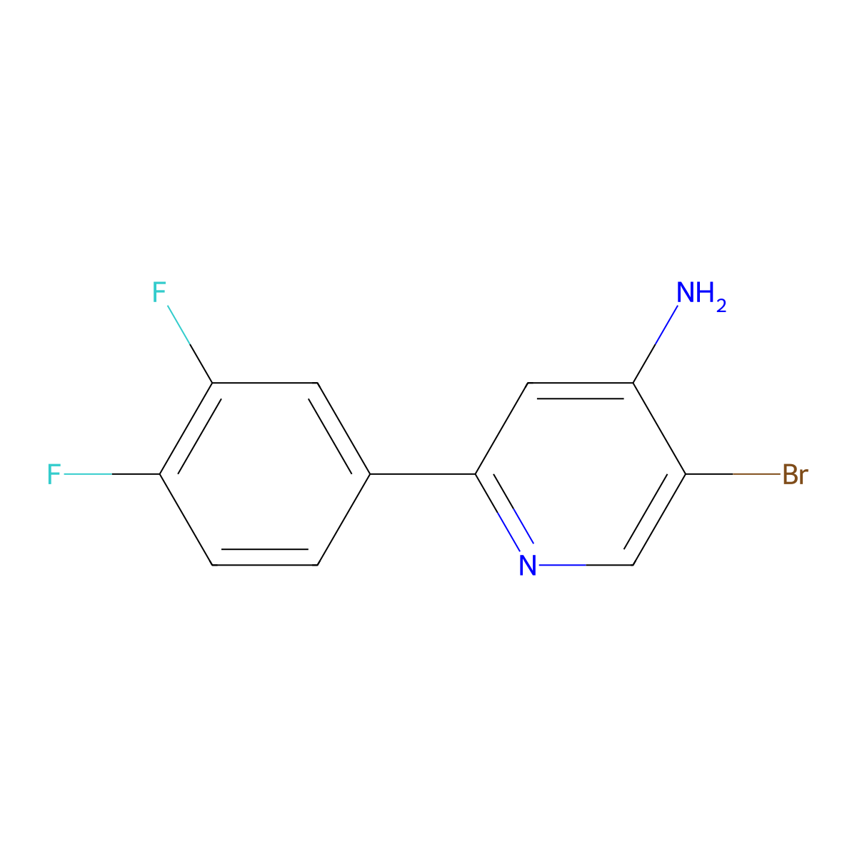 4-Amino-3-bromo-6-(3,4-difluorophenyl)pyridine molecular structure, CAS 1563530-13-1