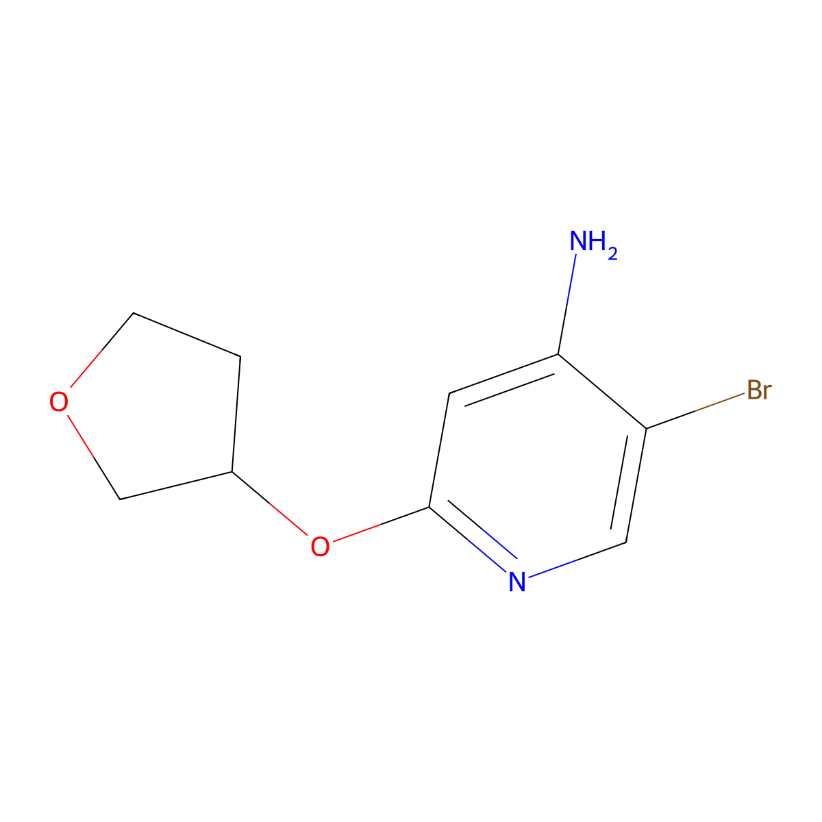 4-Amino-3-bromo-6-(tetrahydrofuran-3yloxy)pyridine molecular structure, CAS 1563530-24-4