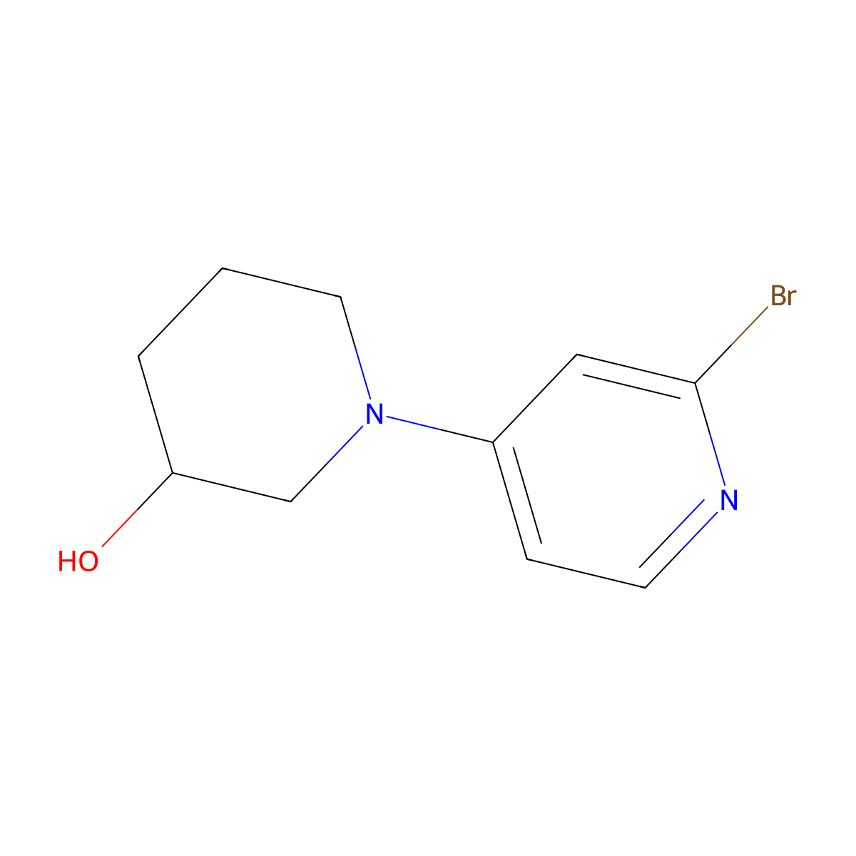 1-(2-Bromopyridin-4-yl)piperidin-3-ol molecular structure, CAS 1563530-26-6