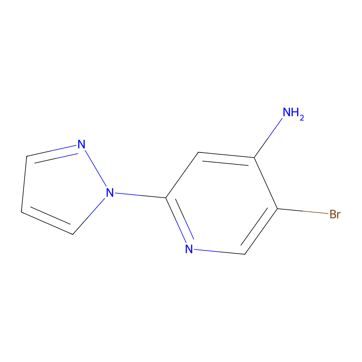 5-Bromo-2-(1H-pyrazol-1-YL)pyridin-4-amine molecular structure, CAS 1563530-32-4