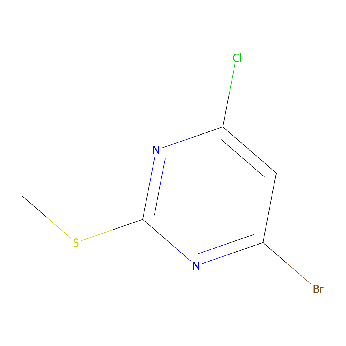 4-Bromo-6-chloro-2-(methylthio)pyrimidine molecular structure, CAS 1563530-34-6