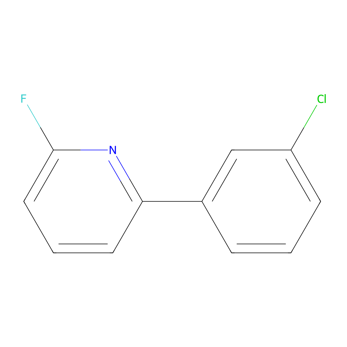 2-Fluoro-6-(3-chlorophenyl)pyridine molecular structure, CAS 1563530-38-0