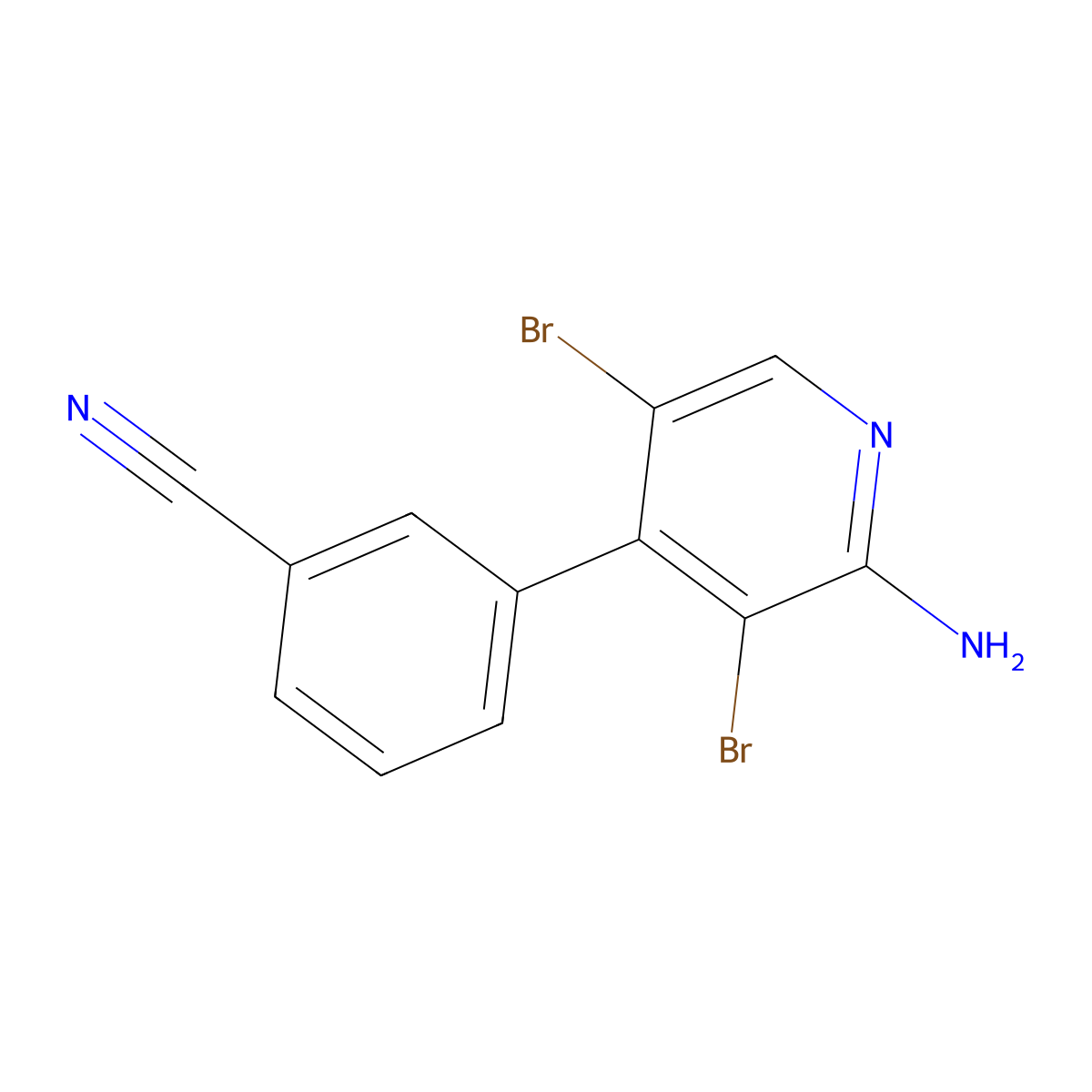 2-Amino-3,5-dibromo-4-(3-cyanophenyl)pyridine molecular structure, CAS 1563530-40-4