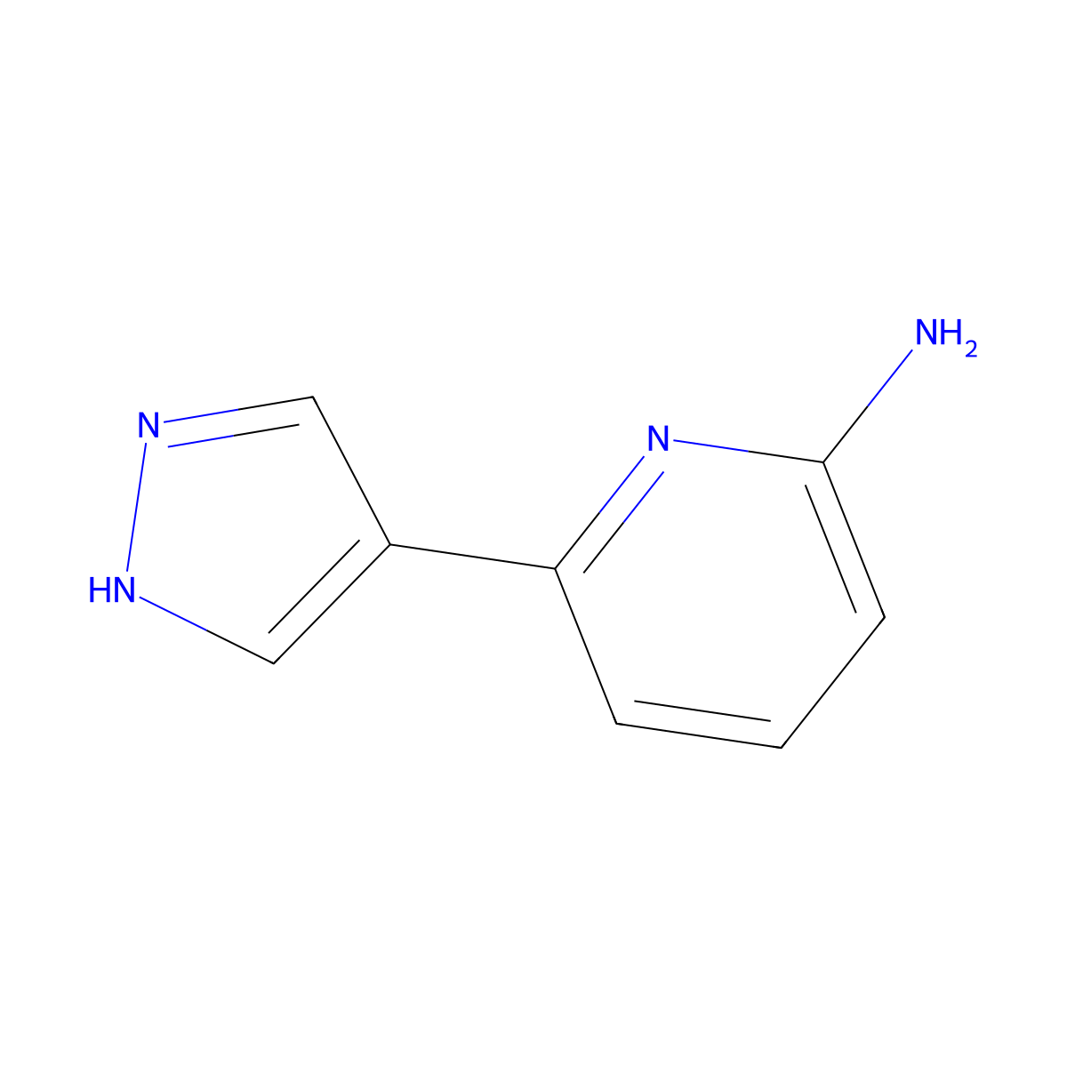 6-(1H-pyrazol-4-yl)pyridin-2-amine molecular structure, CAS 1563530-43-7
