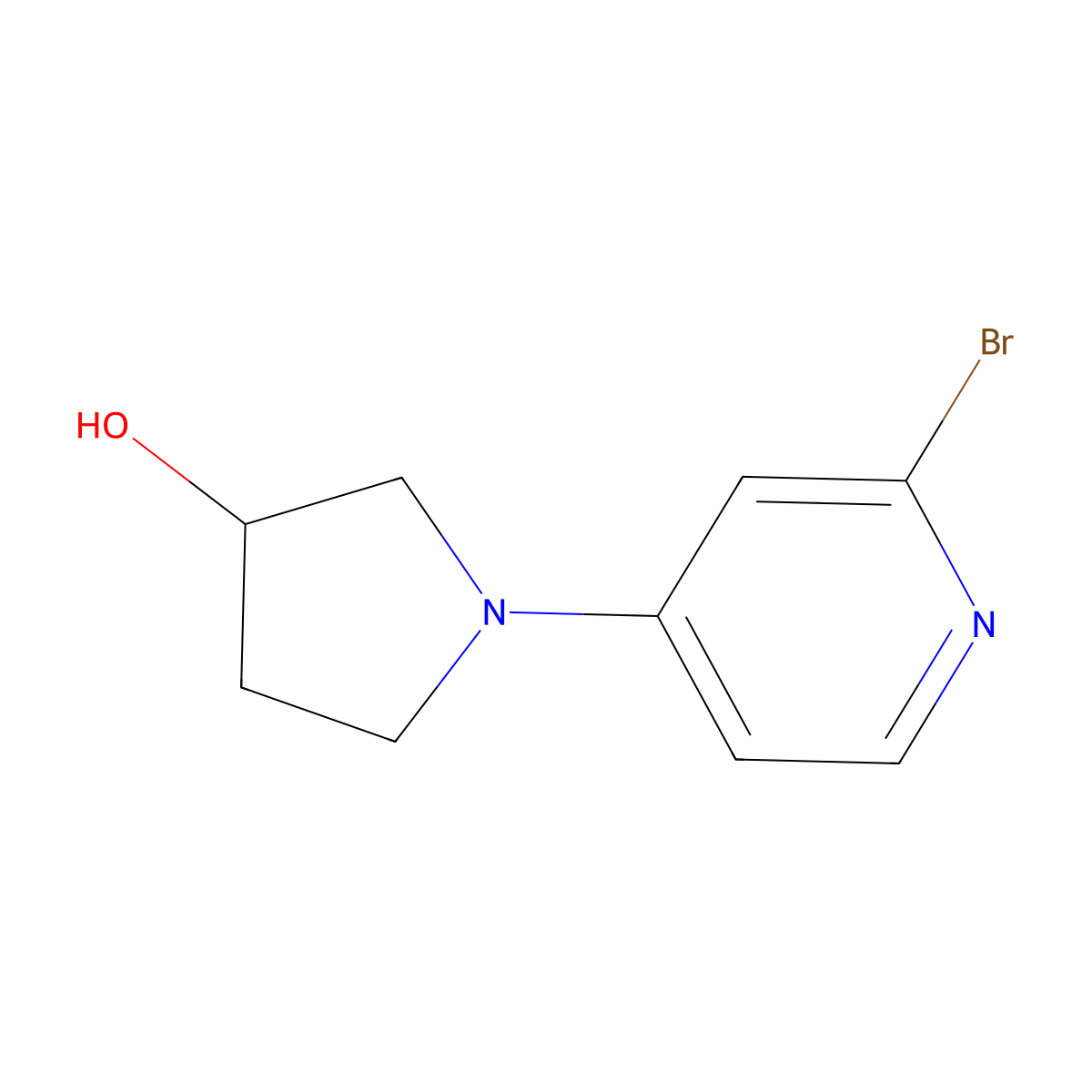 2-Bromo-4-(3-hydroxypyrrolidino)pyridine molecular structure, CAS 1563530-58-4