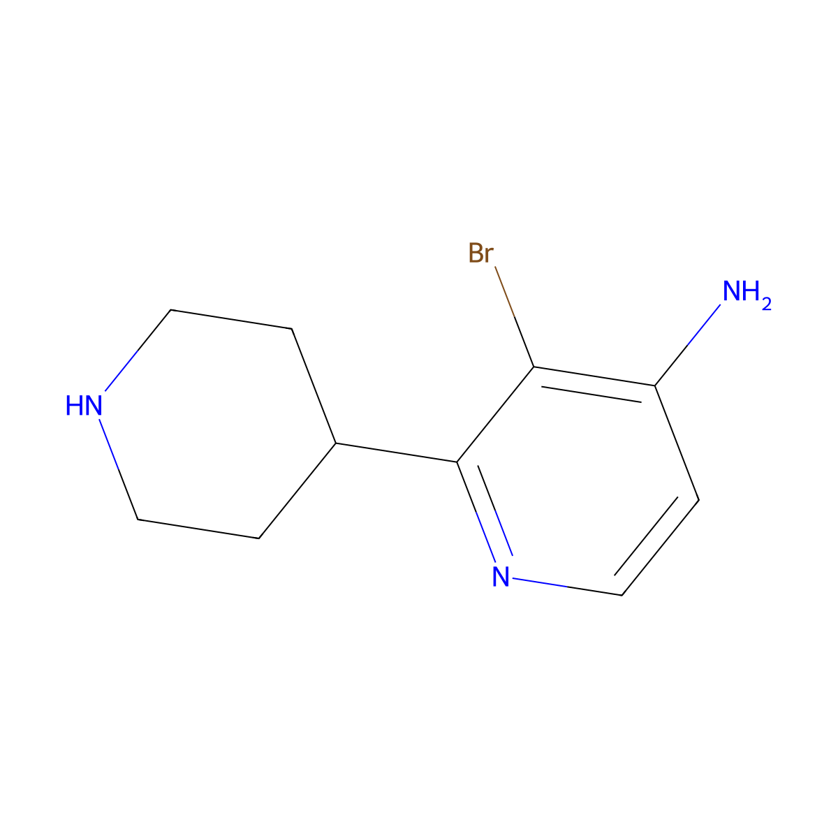 4-Amino-3-bromo-2-(piperidin-4-yl)pyridine molecular structure, CAS 1563530-59-5