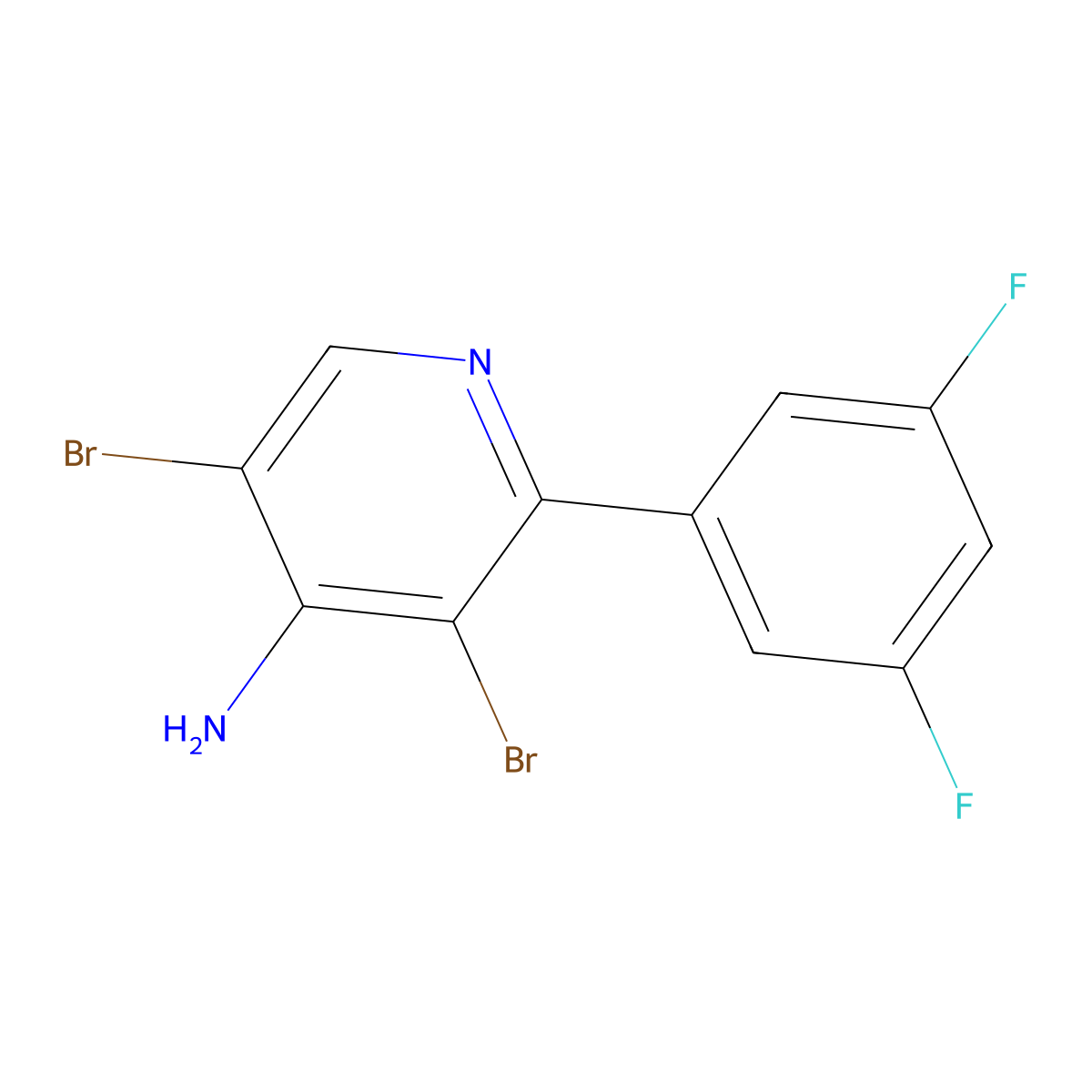 4-Amino-3,5-dibromo-2-(3,5-difluorophenyl)pyridine molecular structure, CAS 1563530-61-9
