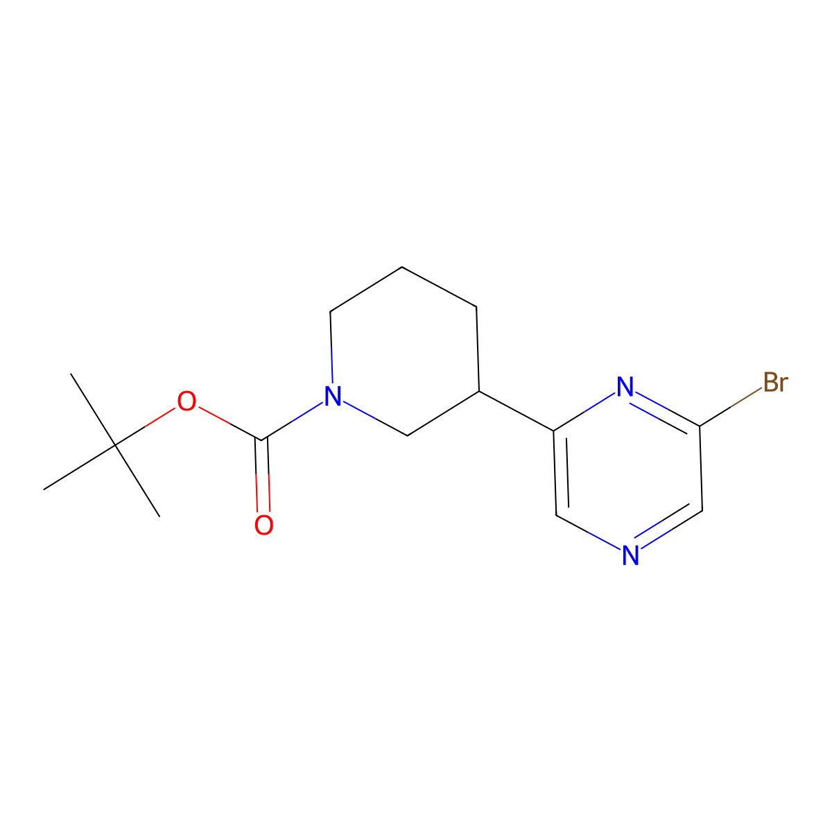 2-Bromo-6-(N-Boc-piperidin-3-yl)pyrazine molecular structure, CAS 1563530-77-7