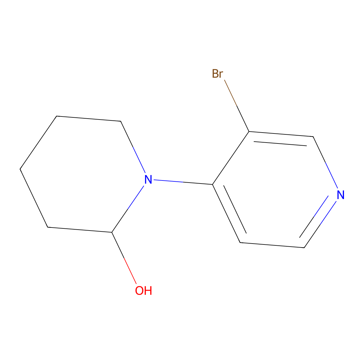 3-Bromo-4-(2-hydroxypiperidin-1-YL)pyridine molecular structure, CAS 1563530-97-1
