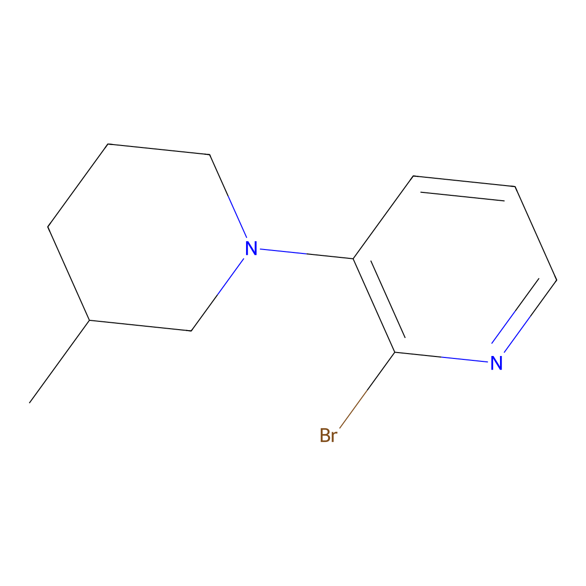 2-Bromo-3-(3-methylpiperidin-1-YL)pyridine molecular structure, CAS 1563531-00-9