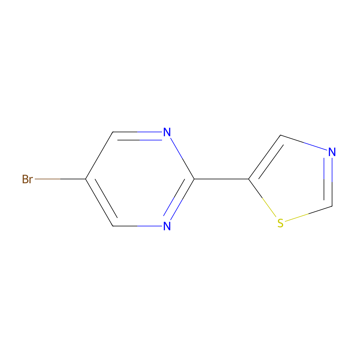 5-Bromo-2-(thiazol-5-yl)pyrimidine molecular structure, CAS 1563531-04-3