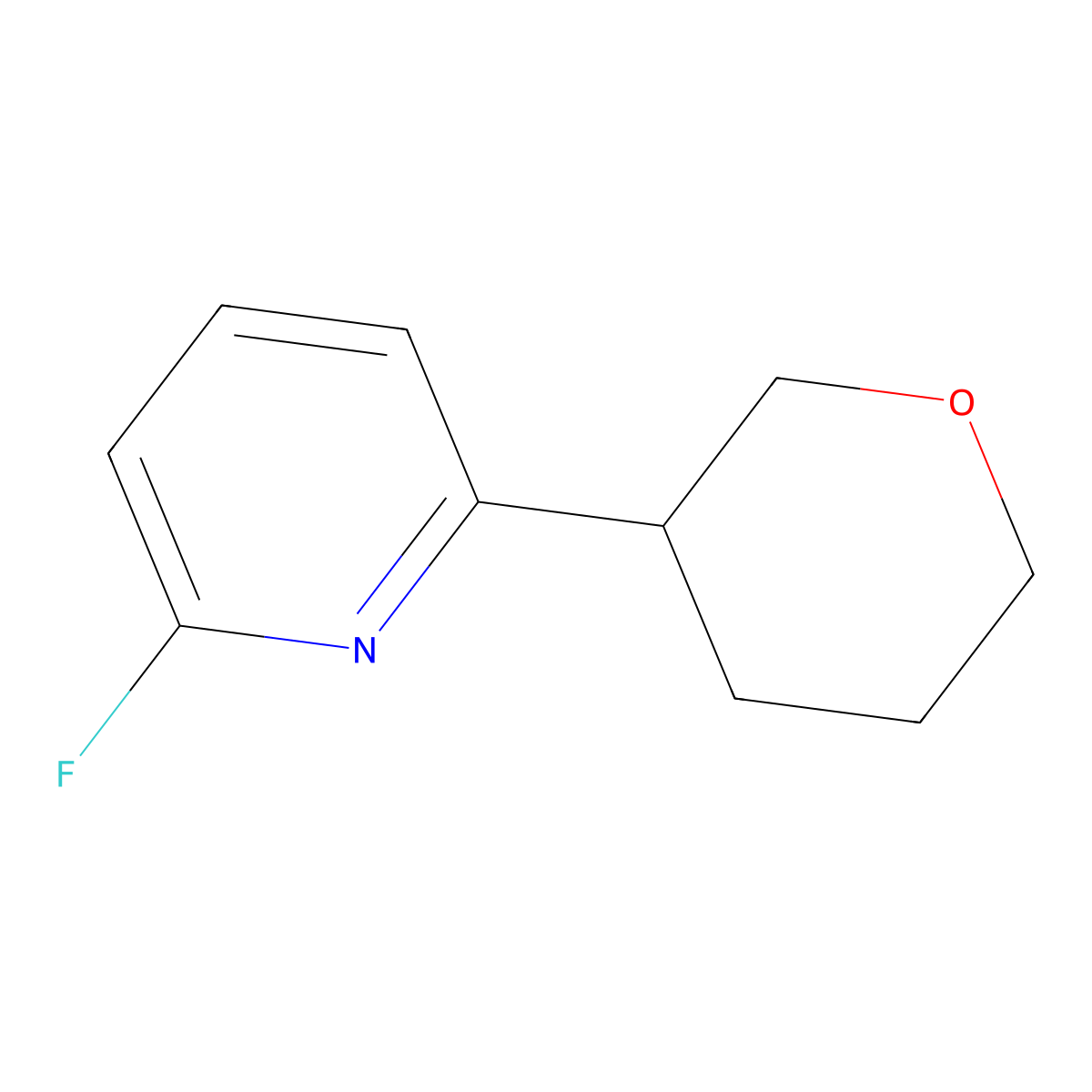 2-Fluoro-6-(oxan-3-yl)pyridine molecular structure, CAS 1563531-06-5