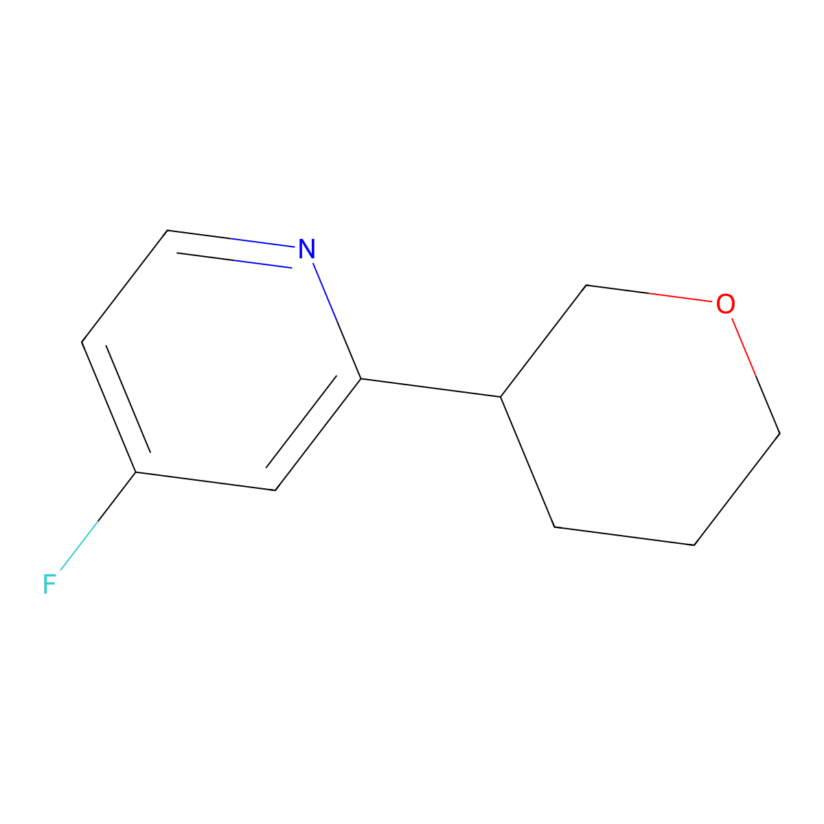 4-Fluoro-2-(oxan-3-yl)pyridine molecular structure, CAS 1563531-12-3