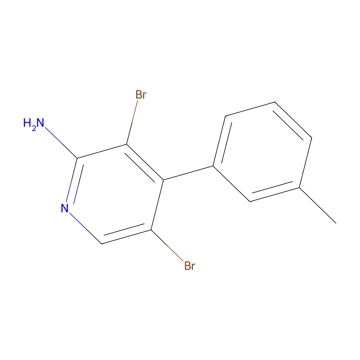 2-Amino-3,5-dibromo-4-(3-tolyl)pyridine molecular structure, CAS 1563531-14-5