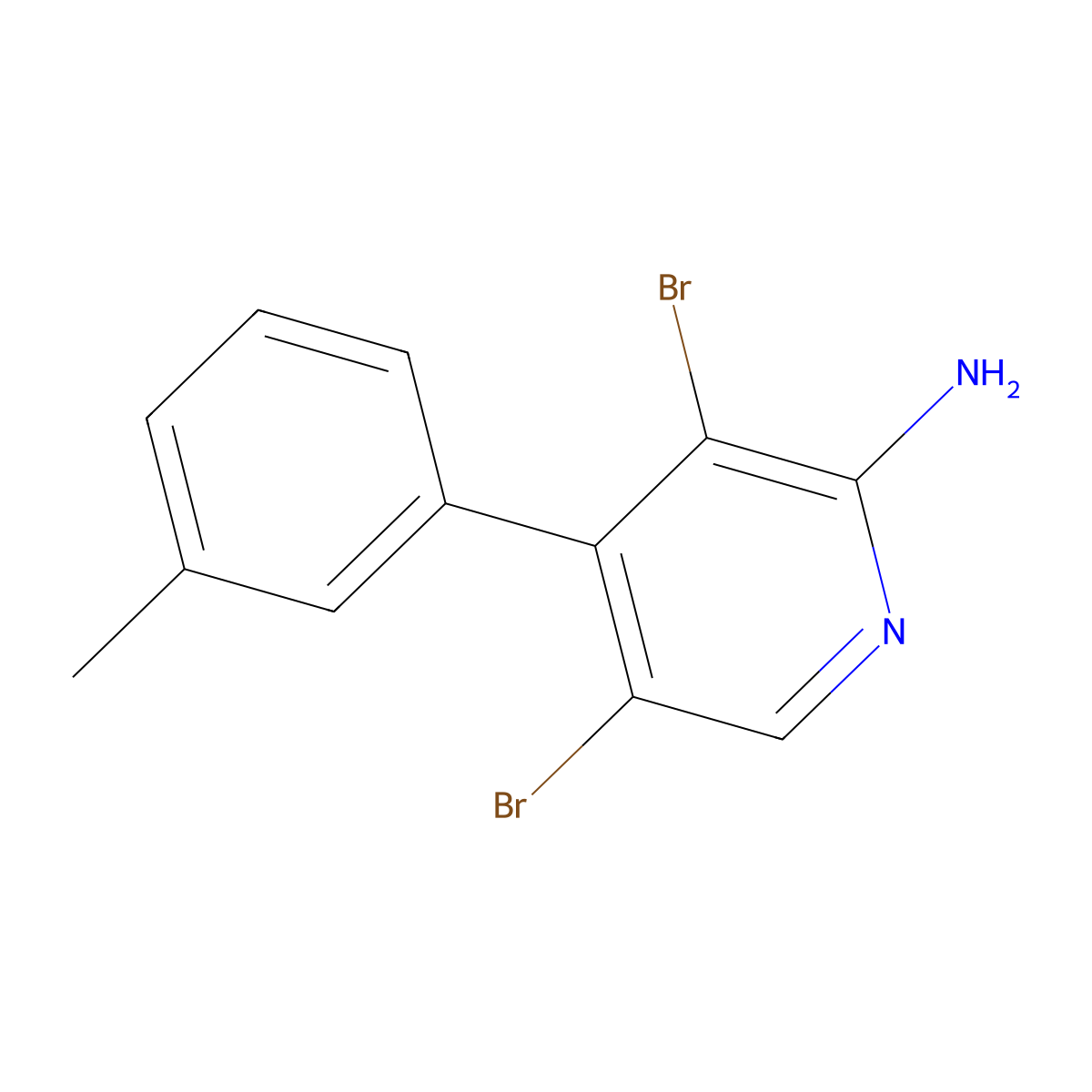 2-Amino-3,5-dibromo-4-(3-tolyl)pyridine molecular structure, CAS 1563531-14-5
