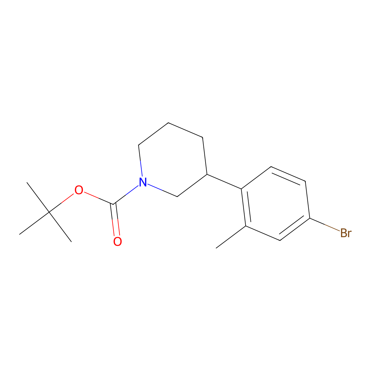 1-Boc-3-(4-bromo-2-methylphenyl)piperidine molecular structure, CAS 1563531-36-1