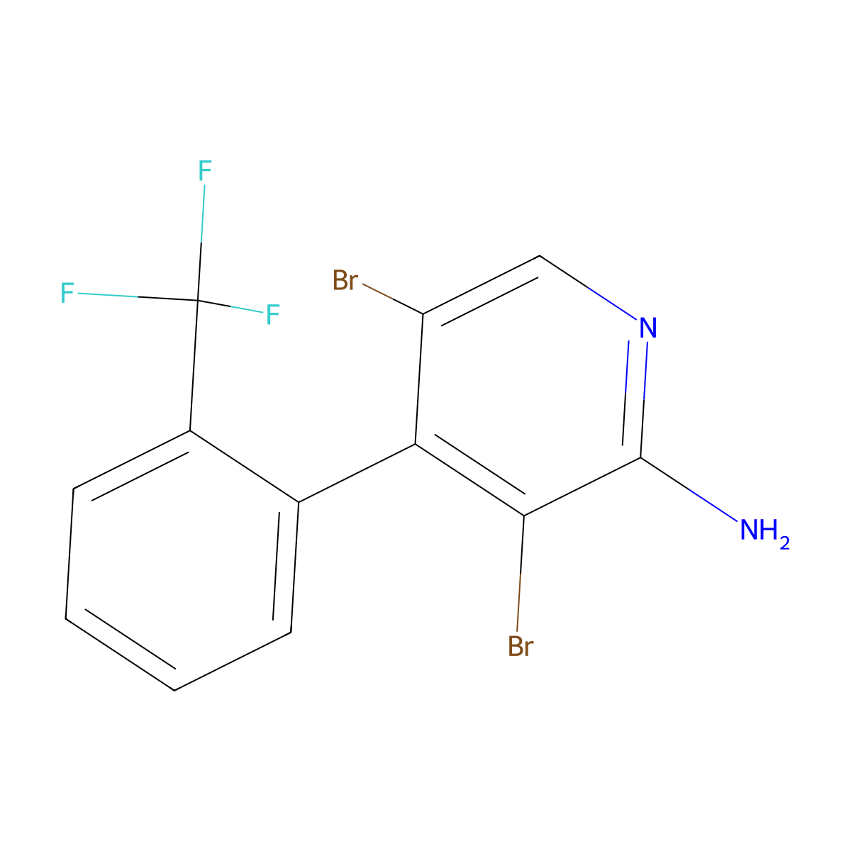 2-Amino-3,5-dibromo-4-(2-trifluoromethylphenyl)pyridine molecular structure, CAS 1563531-40-7