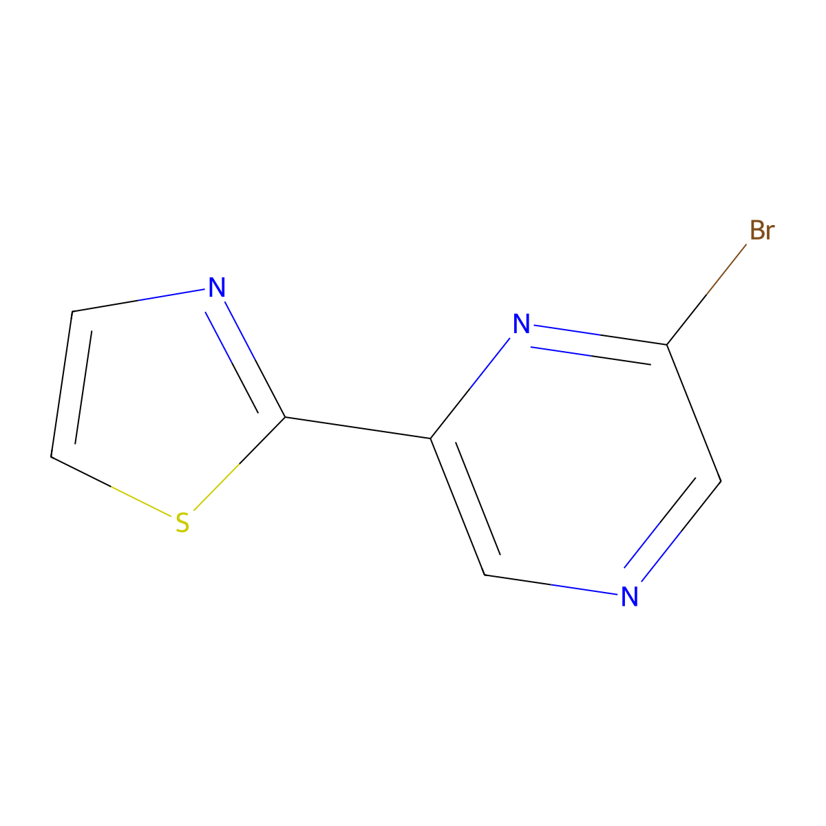 2-Bromo-6-(thiazol-2-yl)pyrazine molecular structure, CAS 1563531-43-0