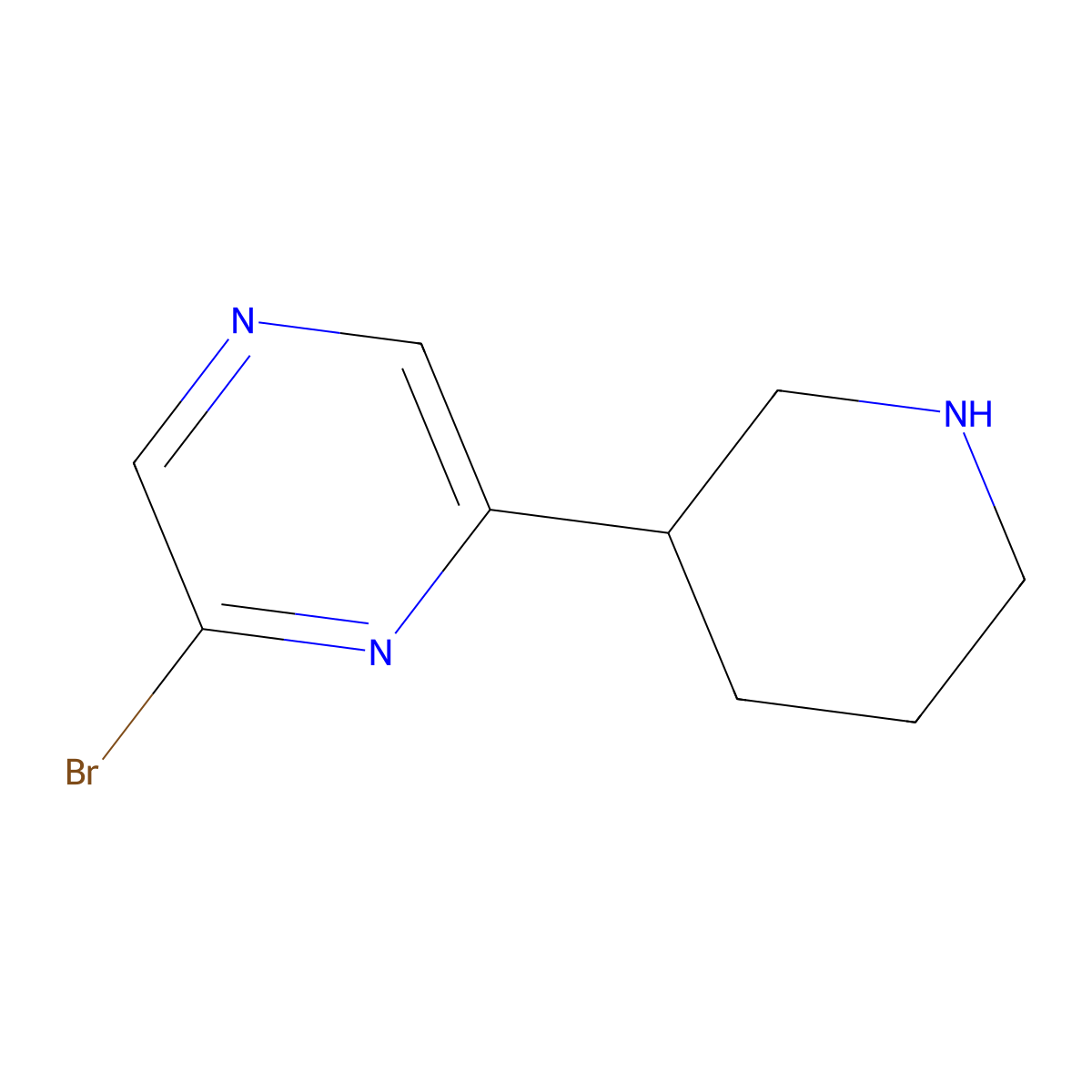 2-Bromo-6-(piperidin-3-yl)pyrazine molecular structure, CAS 1563531-45-2