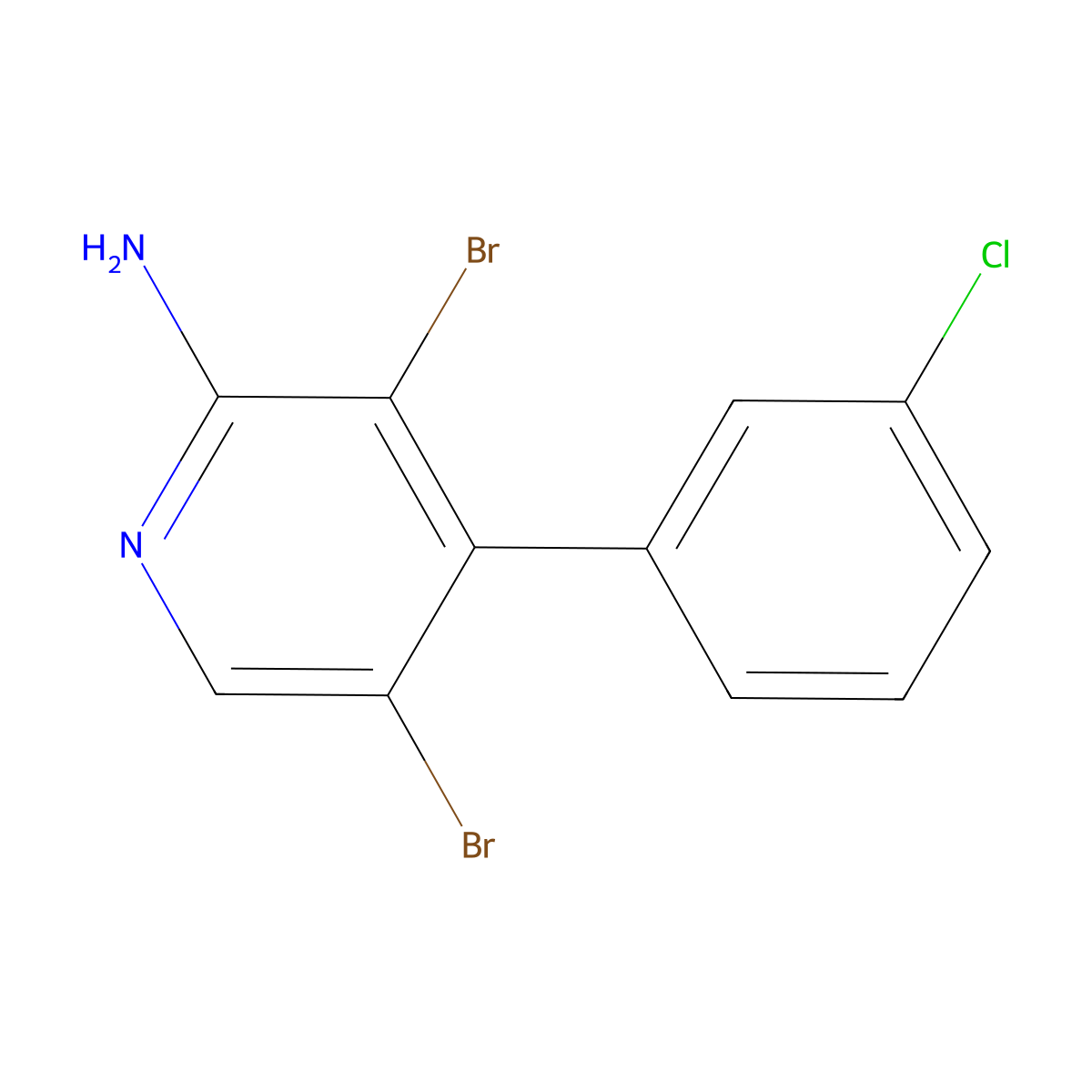 2-Amino-3,5-dibromo-4-(3-chlorophenyl)pyridine molecular structure, CAS 1563531-48-5