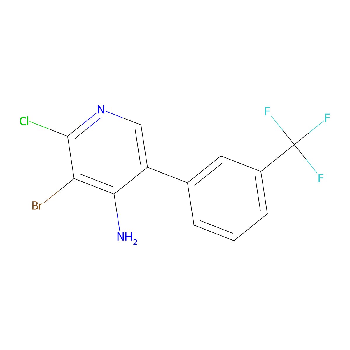 4-Amino-2-chloro-3-bromo-5-(3-trifluoromethylphenyl)pyridine molecular structure, CAS 1563531-50-9