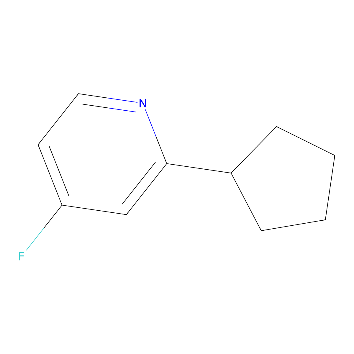 4-Fluoro-2-(cyclopentyl)pyridine molecular structure, CAS 1563531-57-6