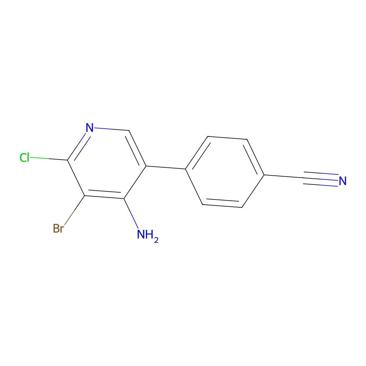 4-Amino-2-chloro-3-bromo-5-(4-cyanophenyl)pyridine molecular structure, CAS 1563531-66-7