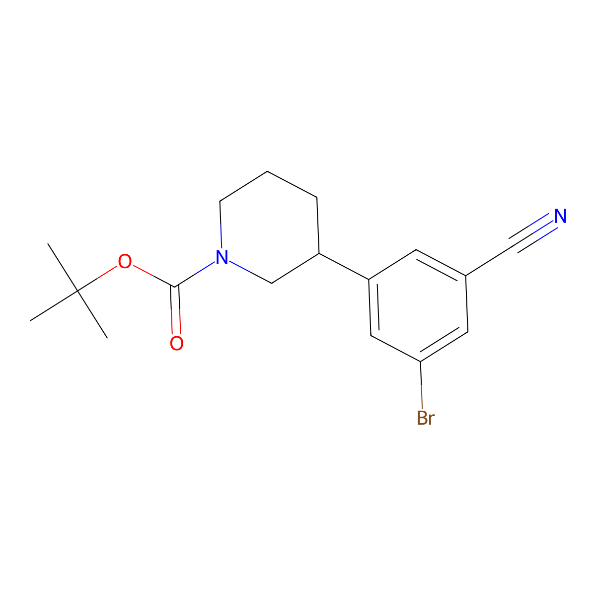 3-(N-Boc-Piperidin-3-yl)-5-cyano-1-bromobenzene molecular structure, CAS 1563531-80-5