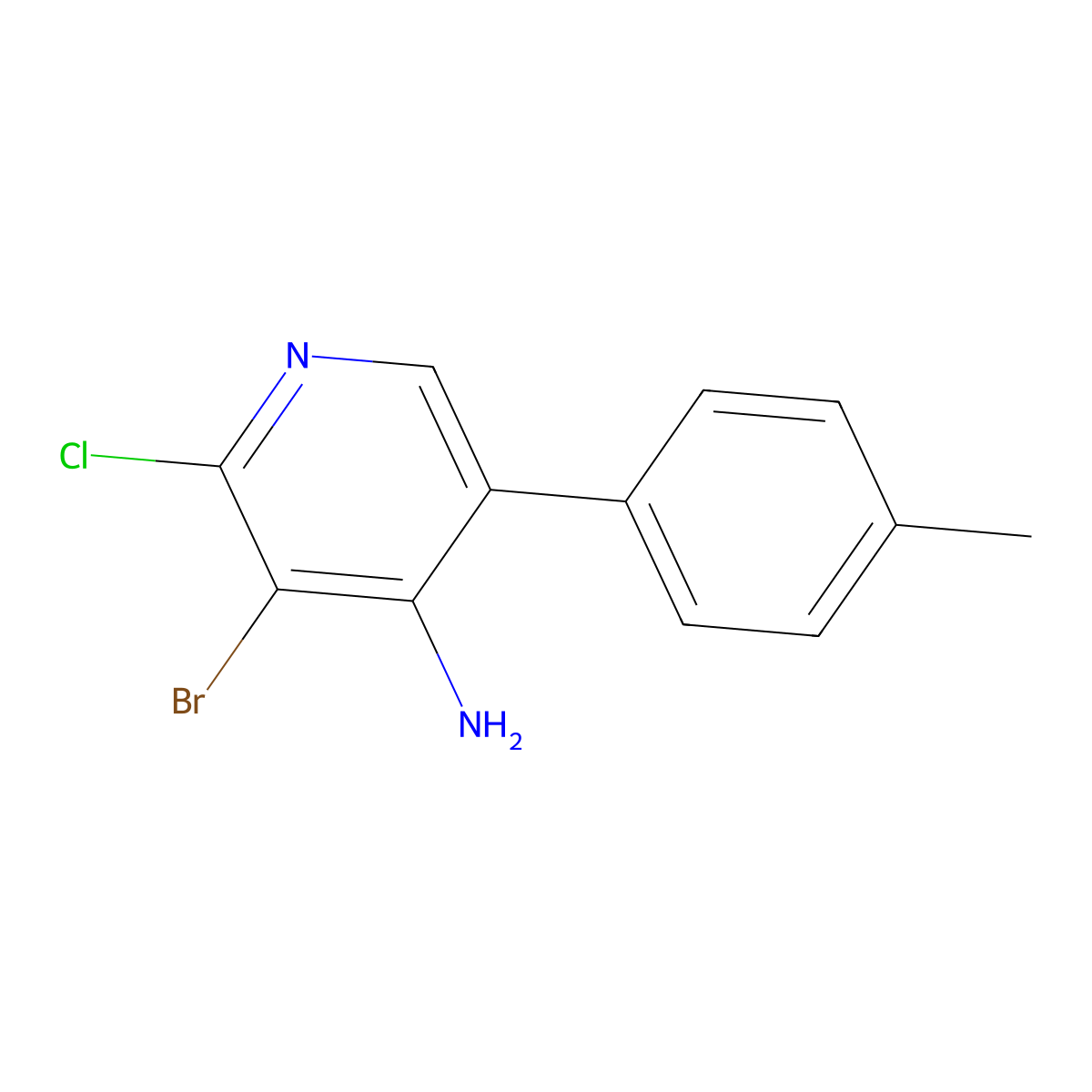 4-Amino-2-chloro-3-bromo-5-(4-tolyl)pyridine molecular structure, CAS 1563531-95-2