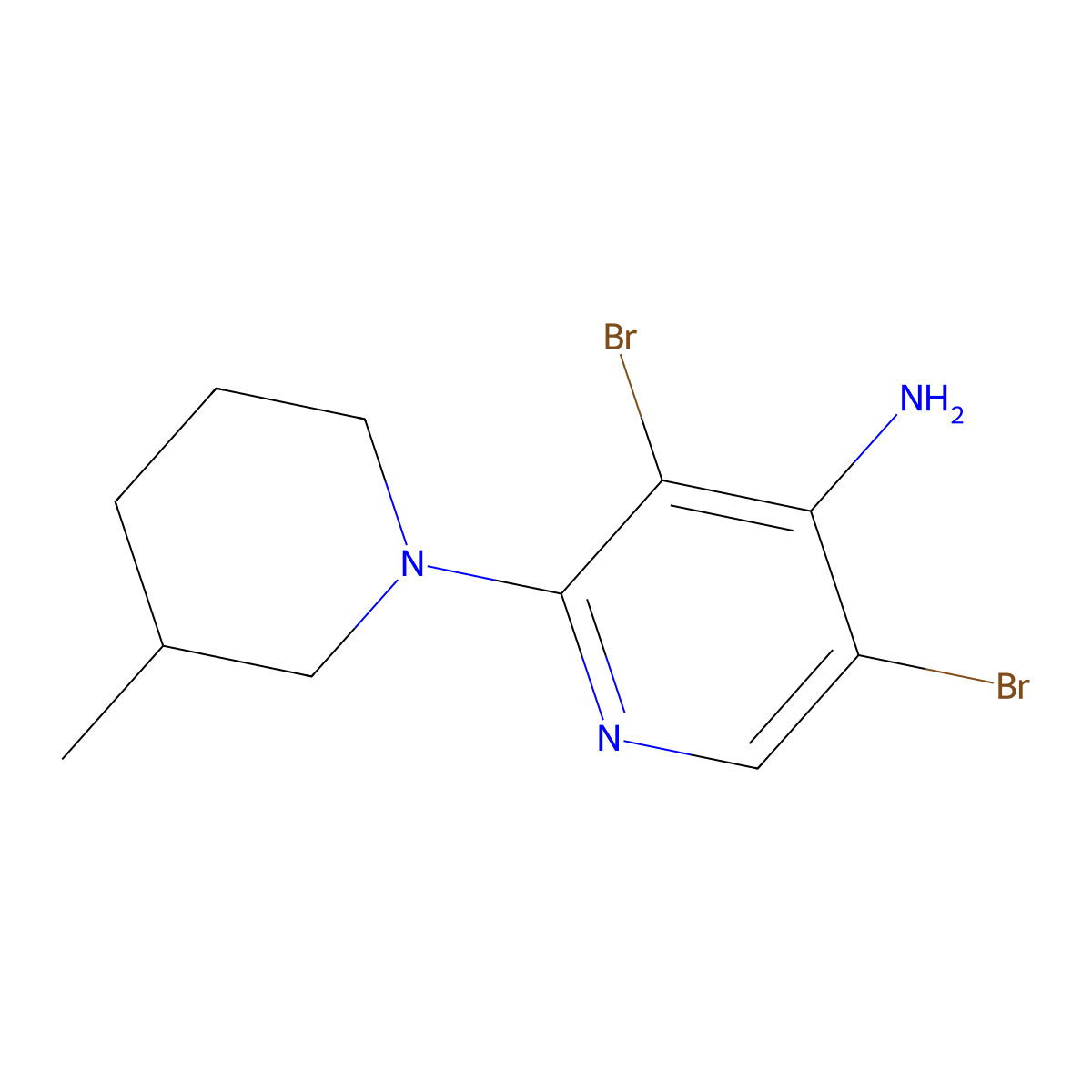 4-Amino-3,5-dibromo-2-(3-methylpiperidin-1-yl)pyridine molecular structure, CAS 1563531-97-4