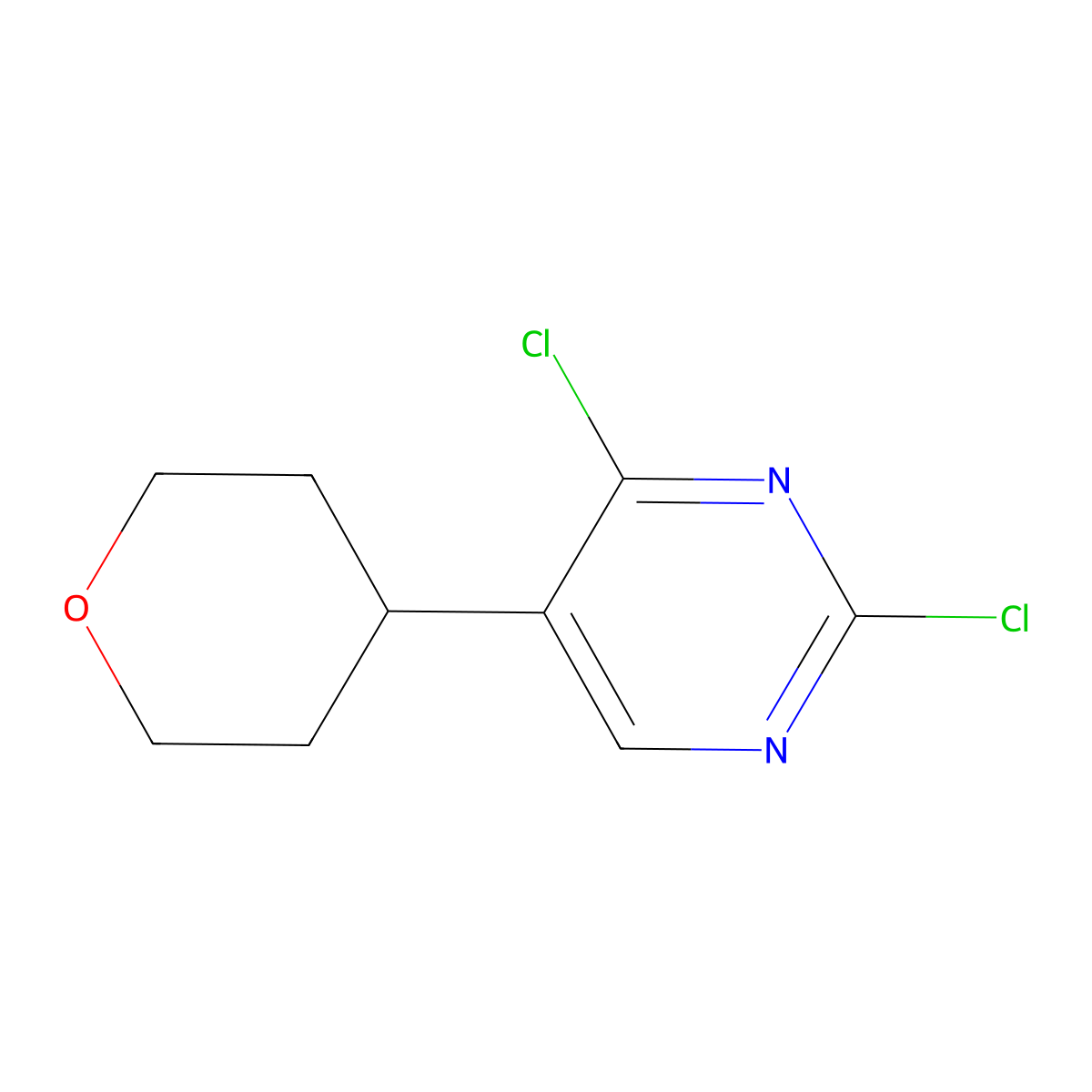 2,4-Dichloro-5-(oxan-4-yl)pyrimidine molecular structure, CAS 1563531-98-5